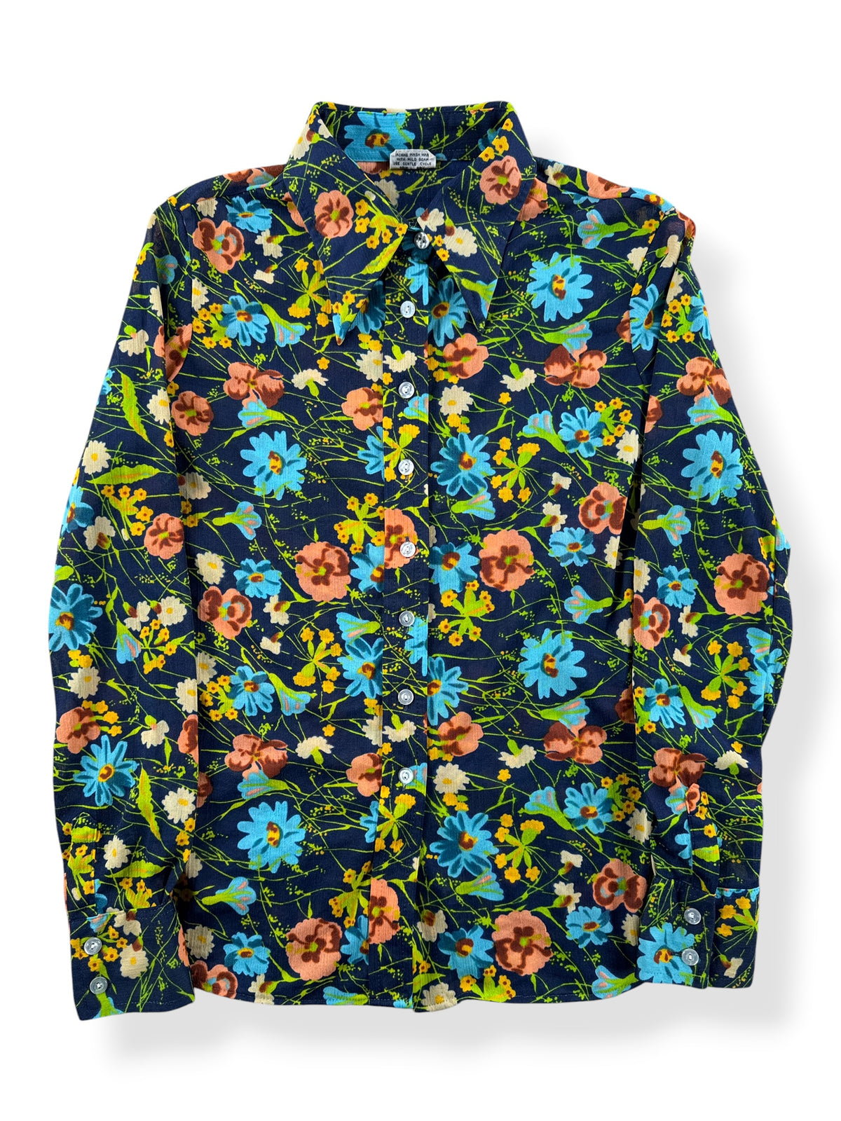 Front of Vintage 70s Semi Sheer Disco Shirt SZ S
