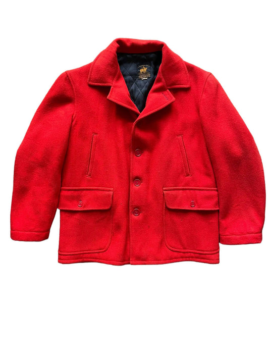 Full front view of 1940s J.O. Ballard & CO Red Wool Hunting Jacket