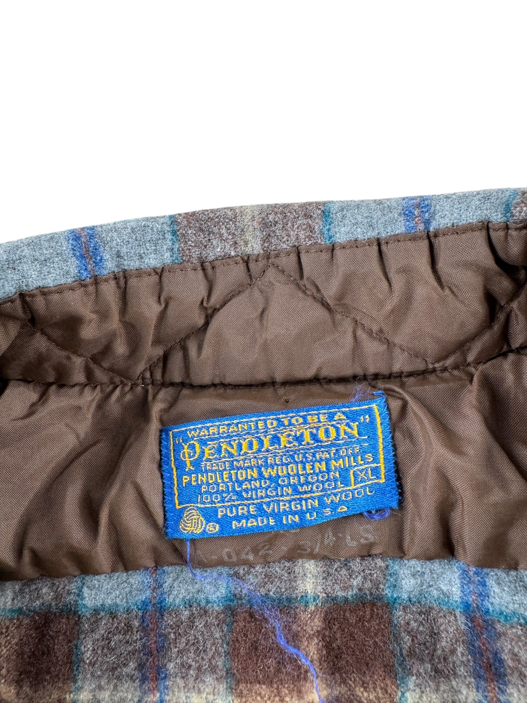 Tag on Vintage Blue and Brown Pendleton Flannel SZ XL