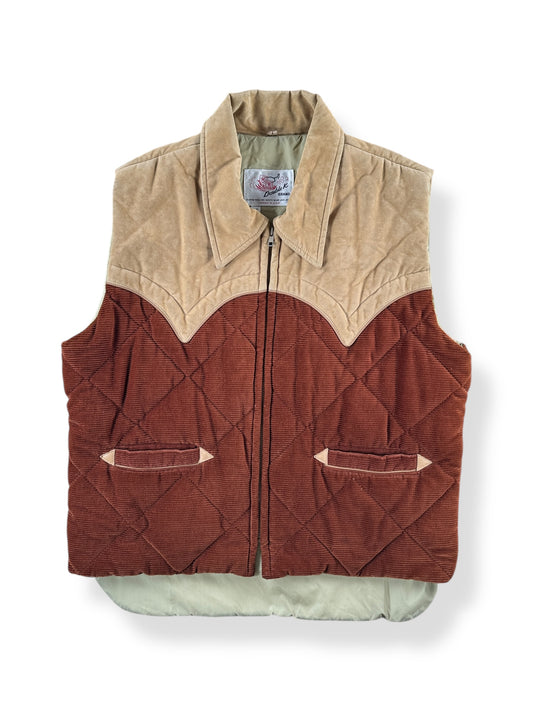 Front of Vintage Double K Corduroy Down Vest SZ 46