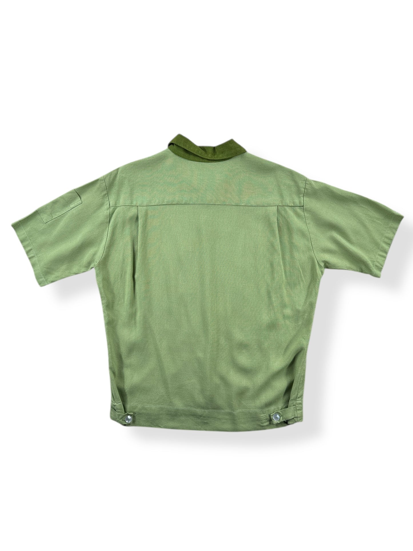 Back of Vintage Davinci Green Two Tone Loop Collar Shirt SZ M
