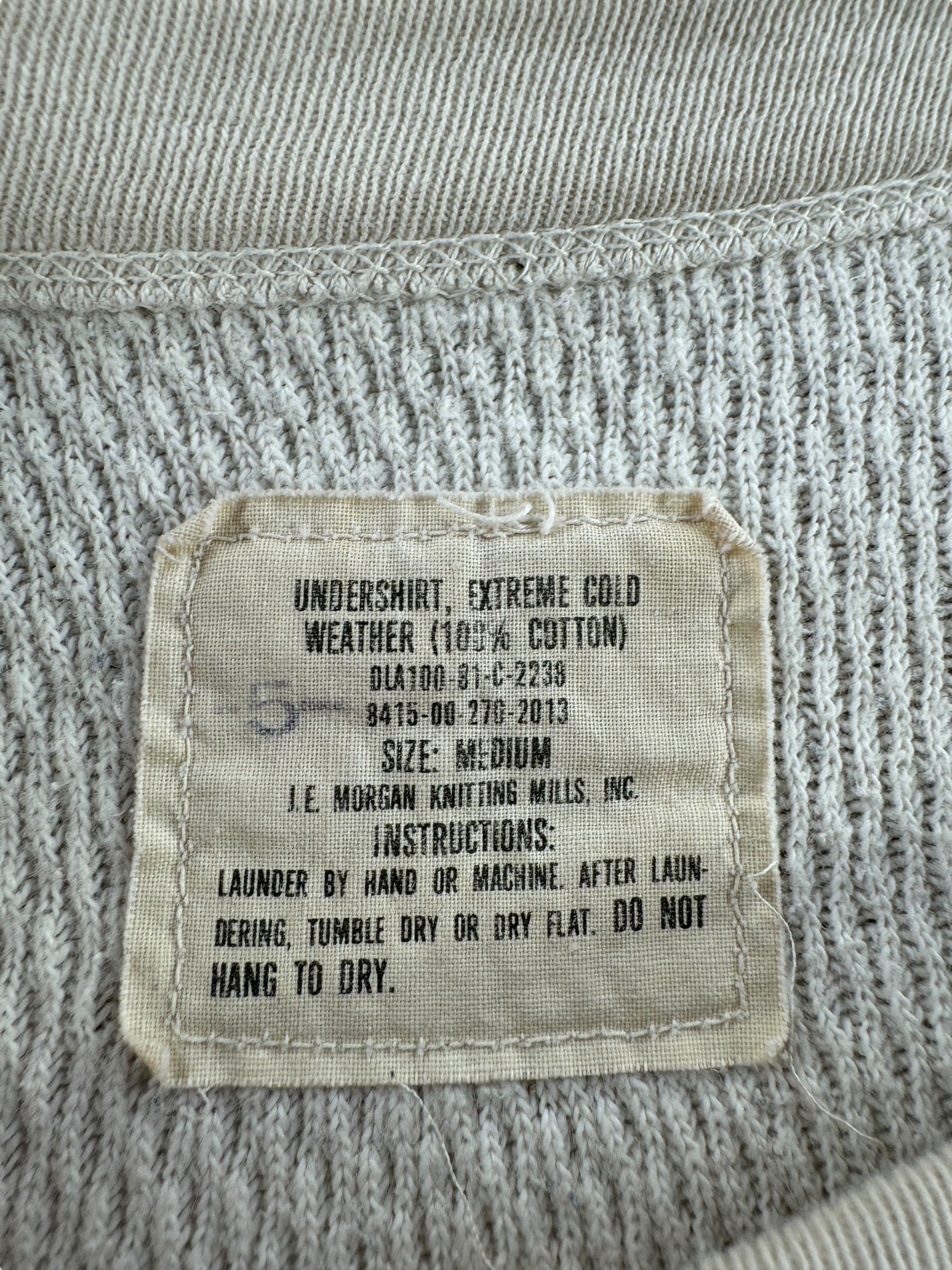 Label on Vintage Military Thermal Top SZ M