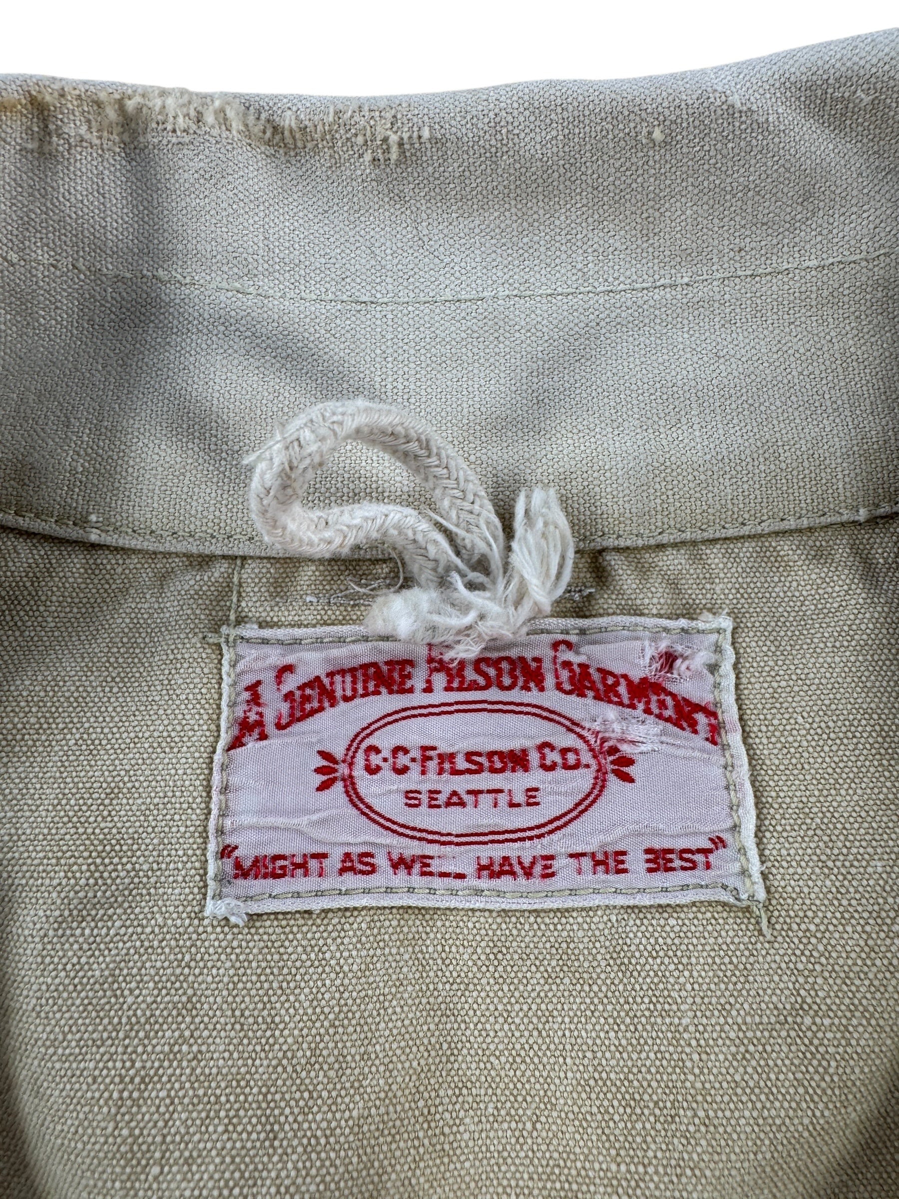 Tag on Vintage Filson 50s/60s Era Dry Tin Cruiser SZ XL