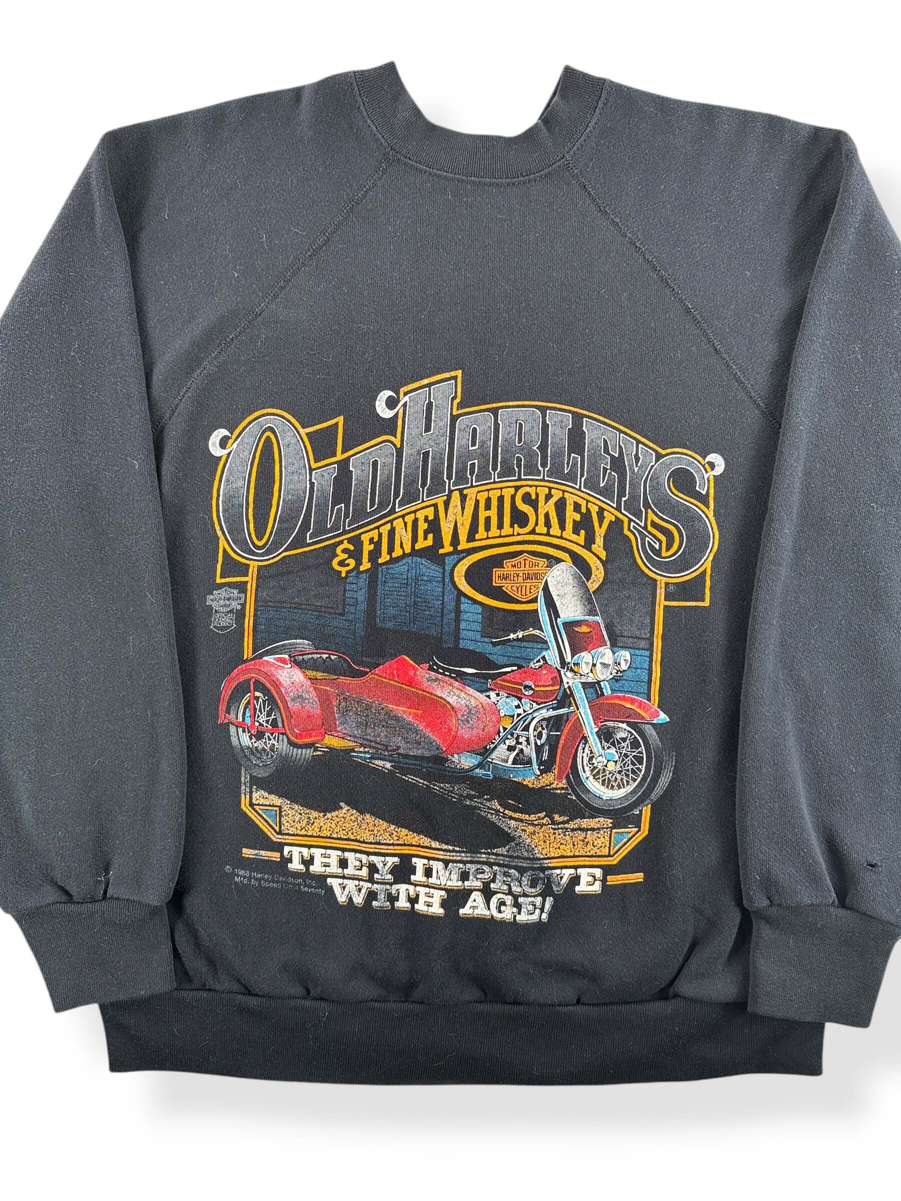 Front Close Up of Vintage Harley Crewneck SZ L