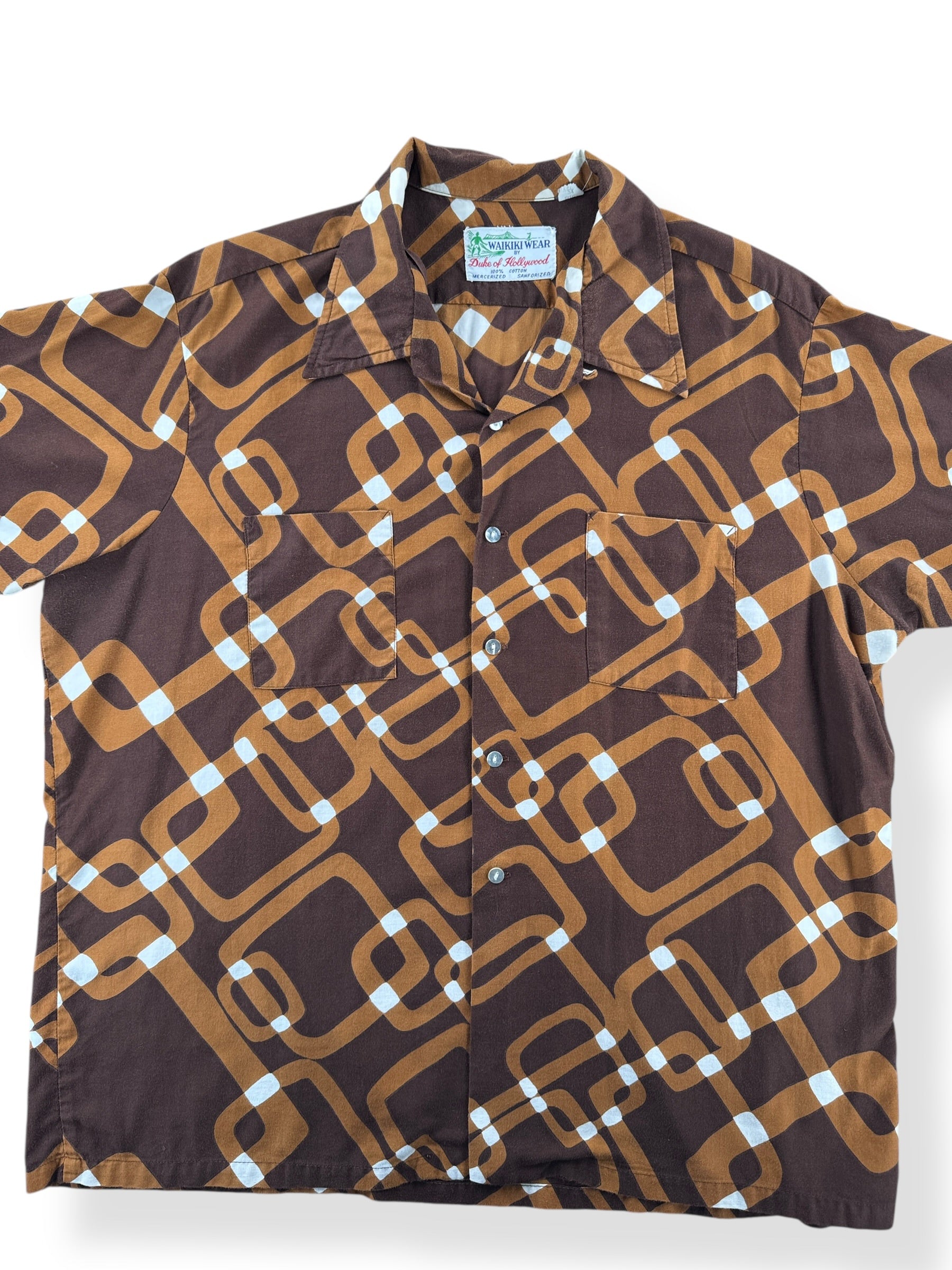 Front Close Up of Vintage Duke of Hollywood Classic Aloha Shirt SZ XXL