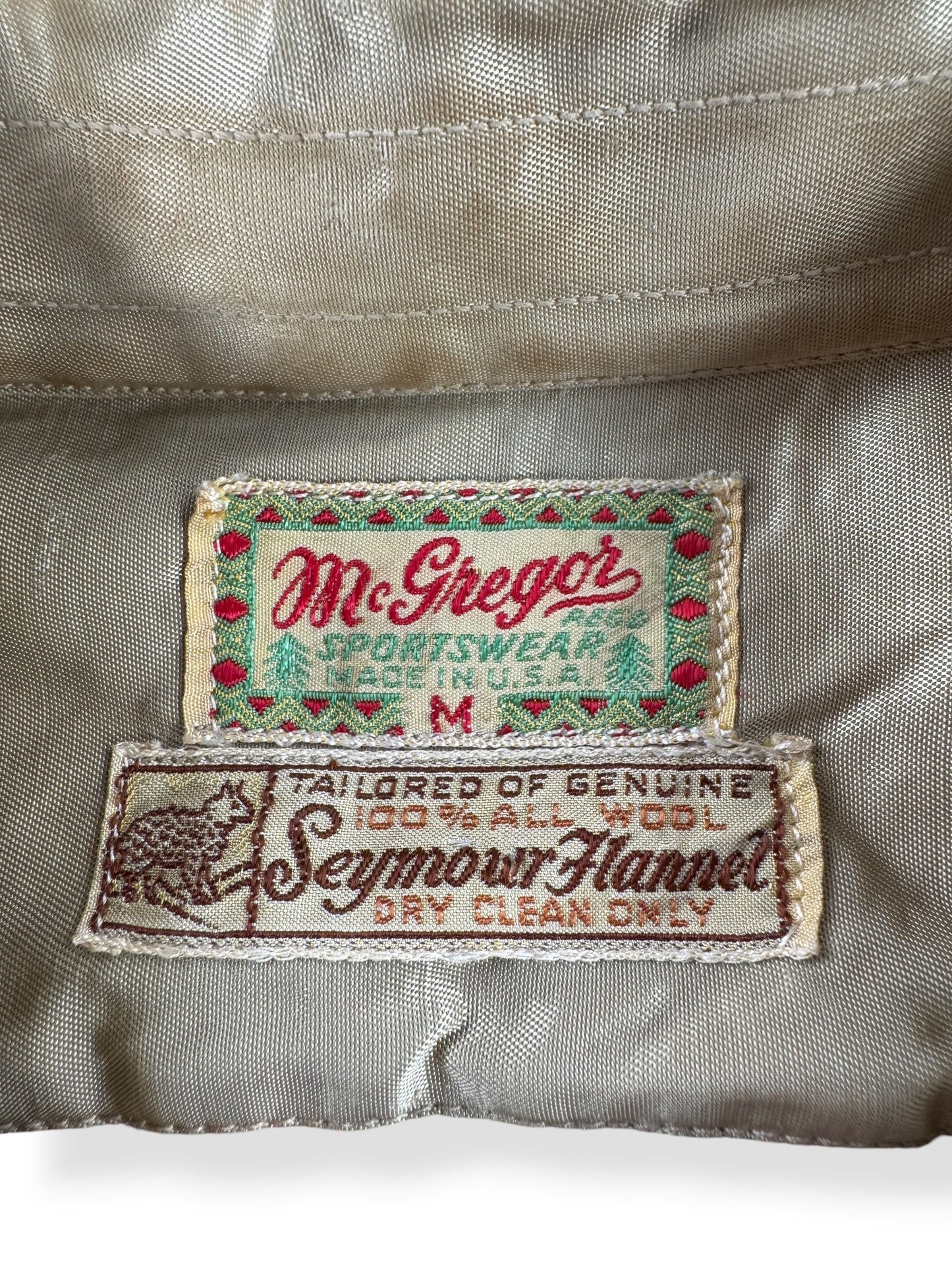 Tag on Vintage McGregor Seymour Flannel Shirt SZ M
