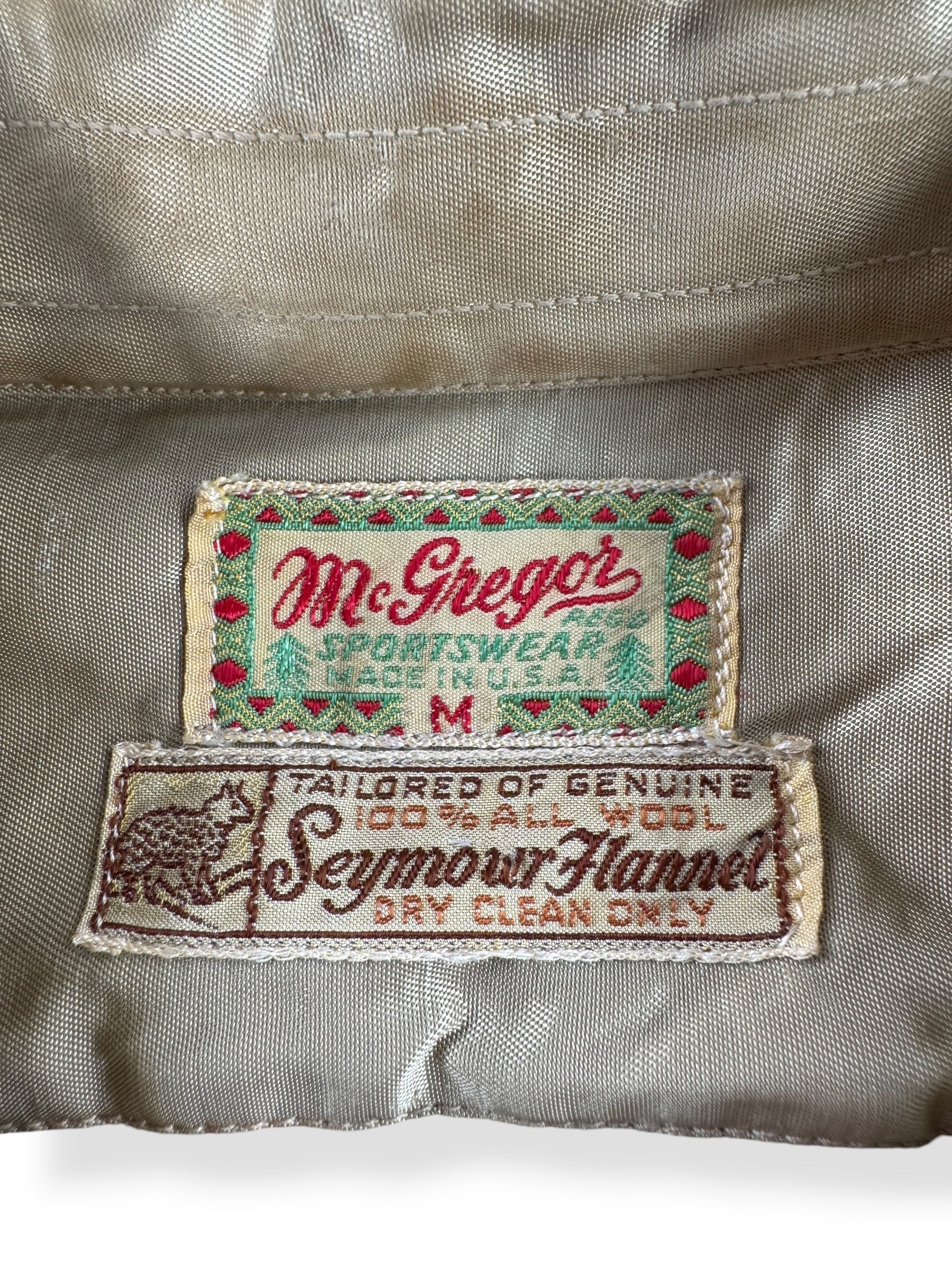 Tag on Vintage McGregor Seymour Flannel Shirt SZ M