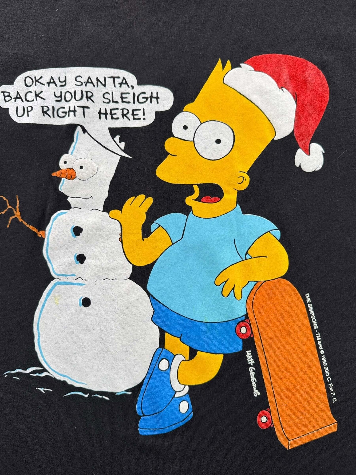 Graphic of Vintage Bart Santa Tee SZ S (Fits XS)