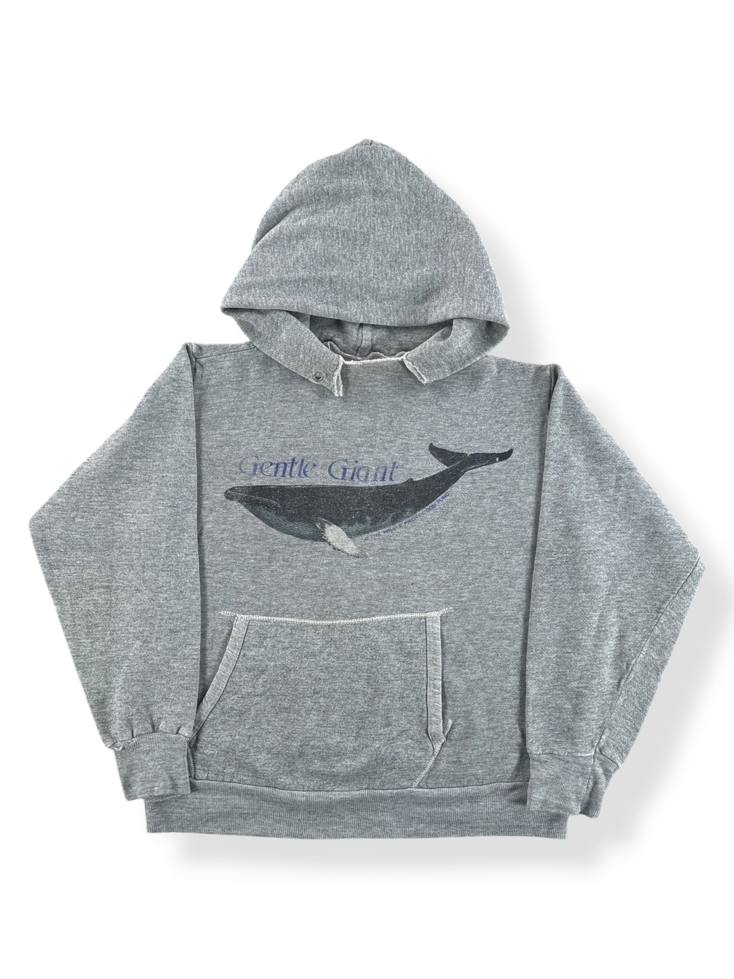 Front of Vintage 80s Gentle Giant Whale Hoodie SZ S - AS IS