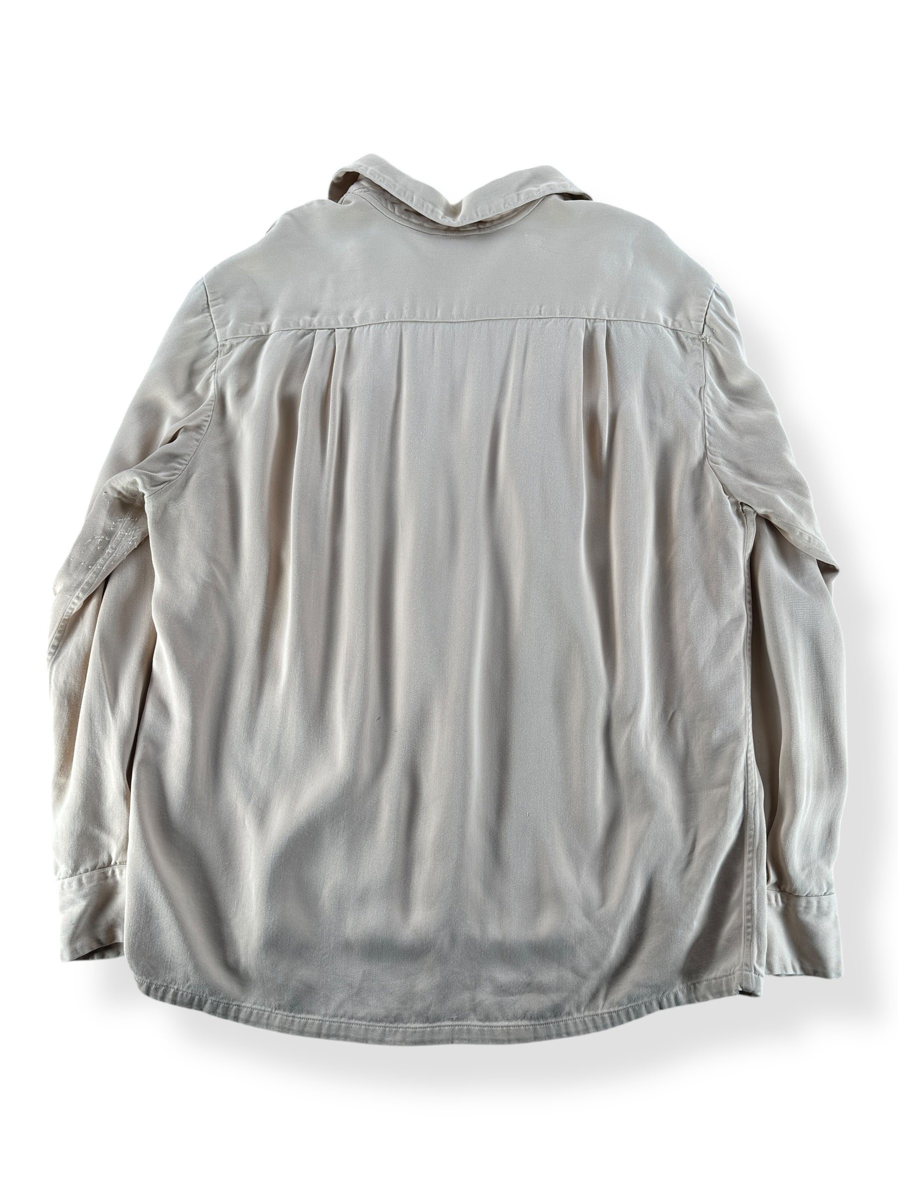 Back of Vintage Swift Pale Peach Gabardine Loop Collar Shirt SZ L AS IS