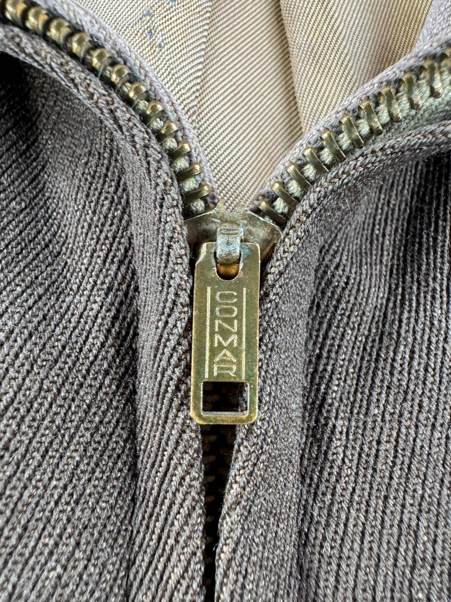 Zipper on Vintage Levi's Shorthorn Wool Gabardine Western Jacket SZ S