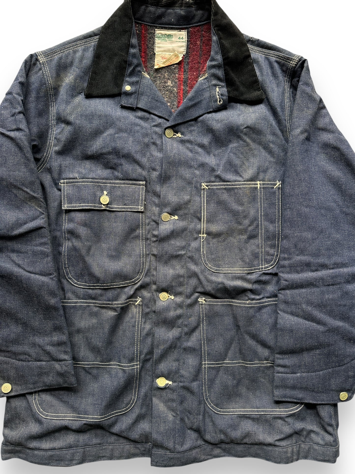 front right of Vintage NOS Stonecutter Denim Chore Coat SZ 44