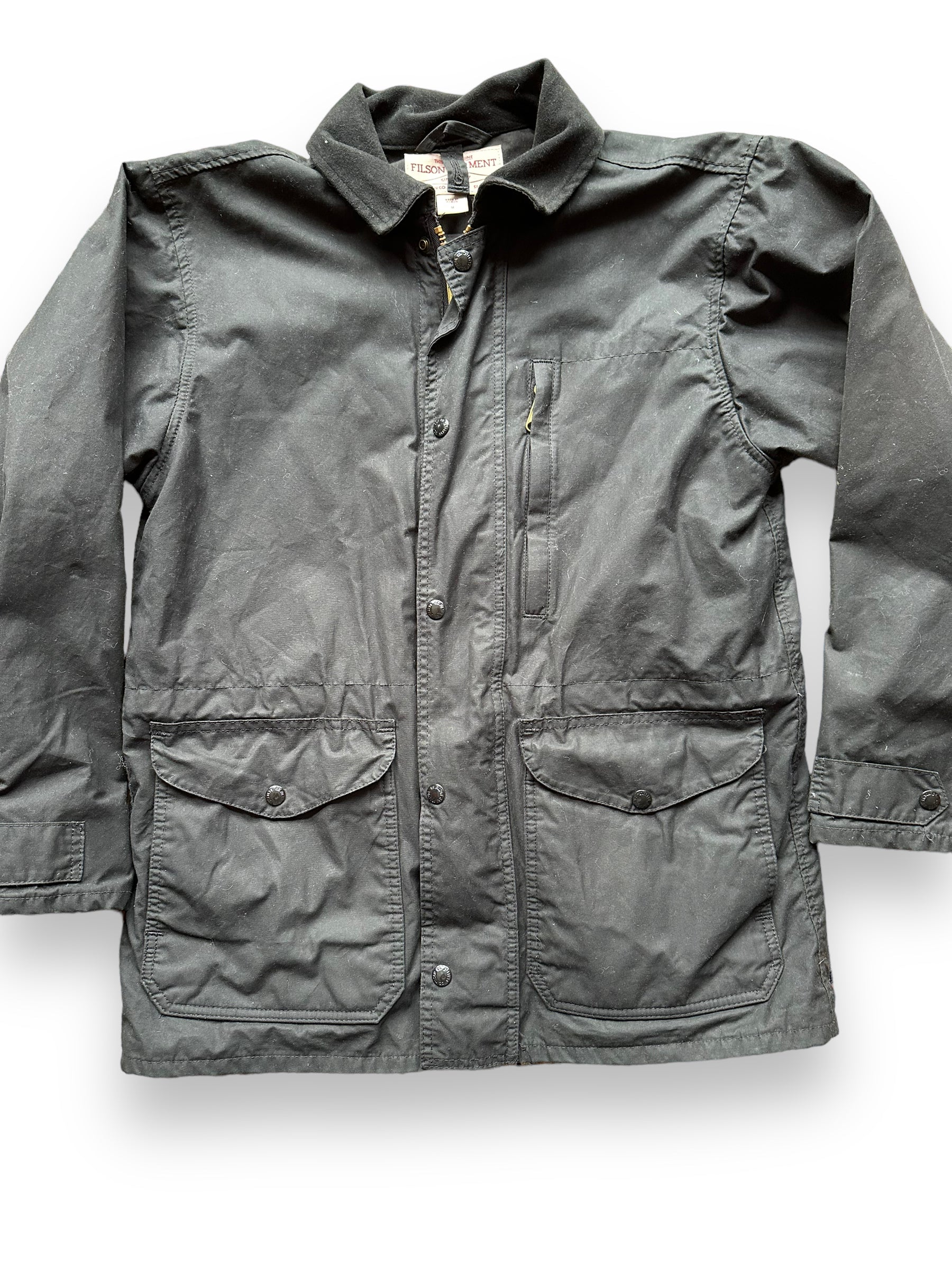 Front Detail on Filson Weekender Jacket SZ M |  Barn Owl Vintage Goods | Vintage Filson Workwear Seattle