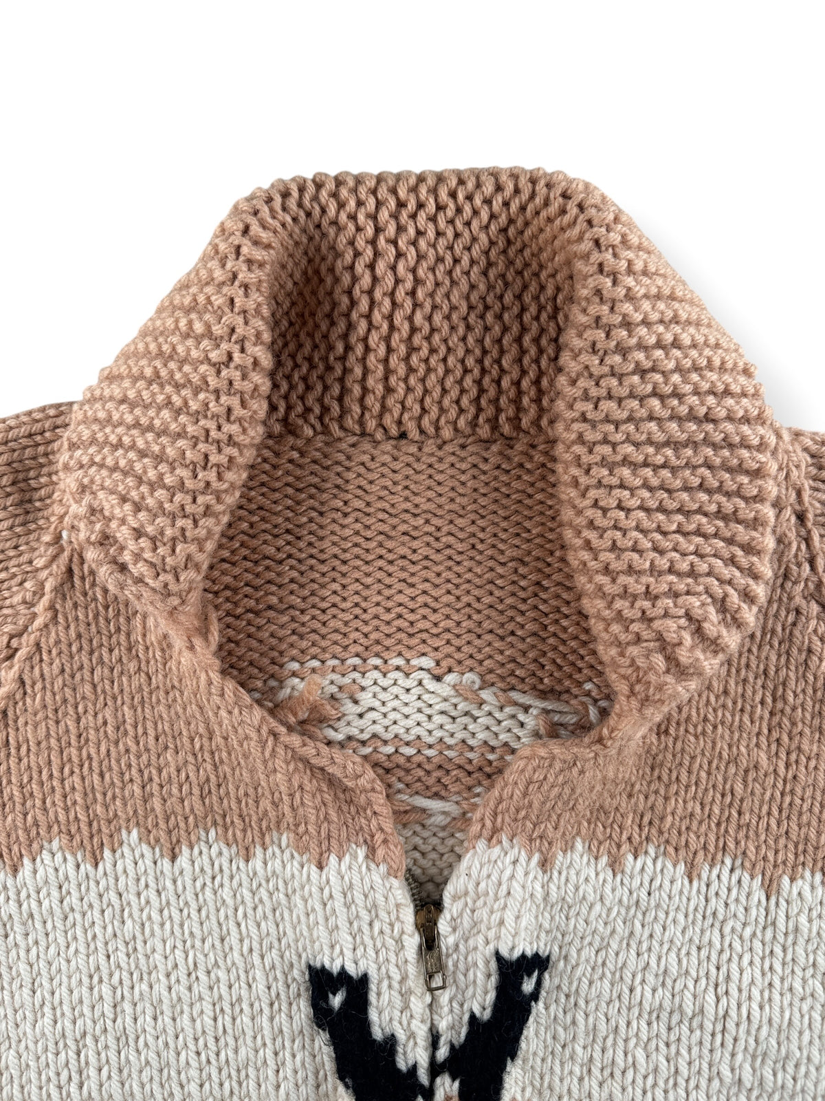 Collar on Vintage Totem Thunderbird Cowichan Style Sweater SZ L