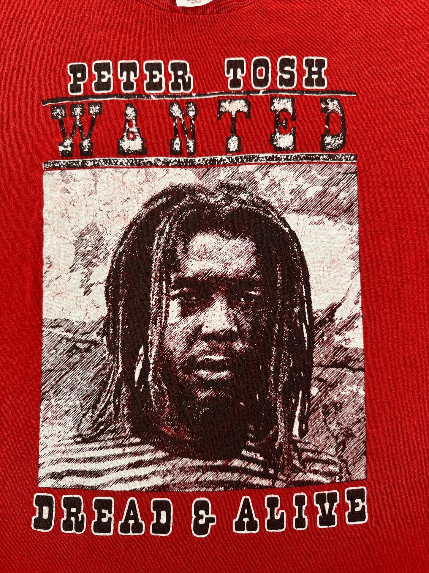 Graphic of Vintage Peter Tosh Dread & Alive Tee SZ S (Fits XS)
