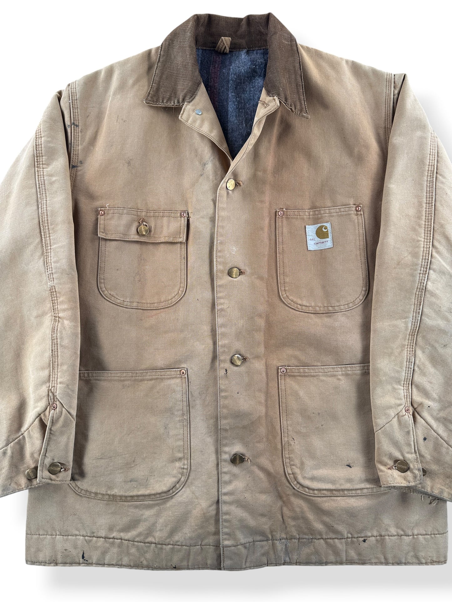Front Close Up of Vintage 70s Carhartt Chore Coat SZ 44