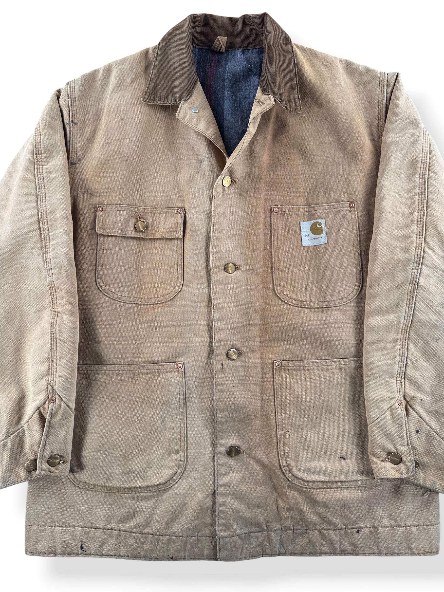 Front Close Up of Vintage 70s Carhartt Chore Coat SZ 44