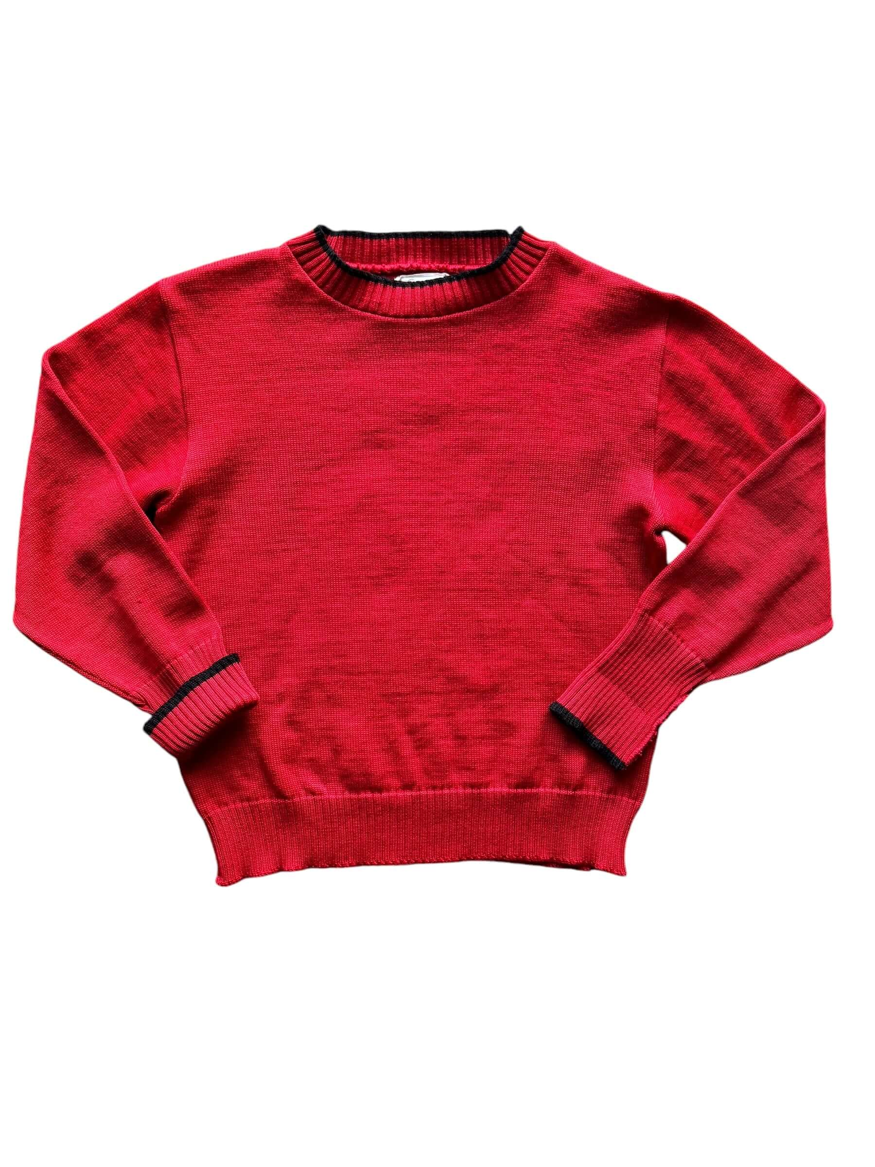 Front flat view of 1960s Red Wool Whiting Sweater M