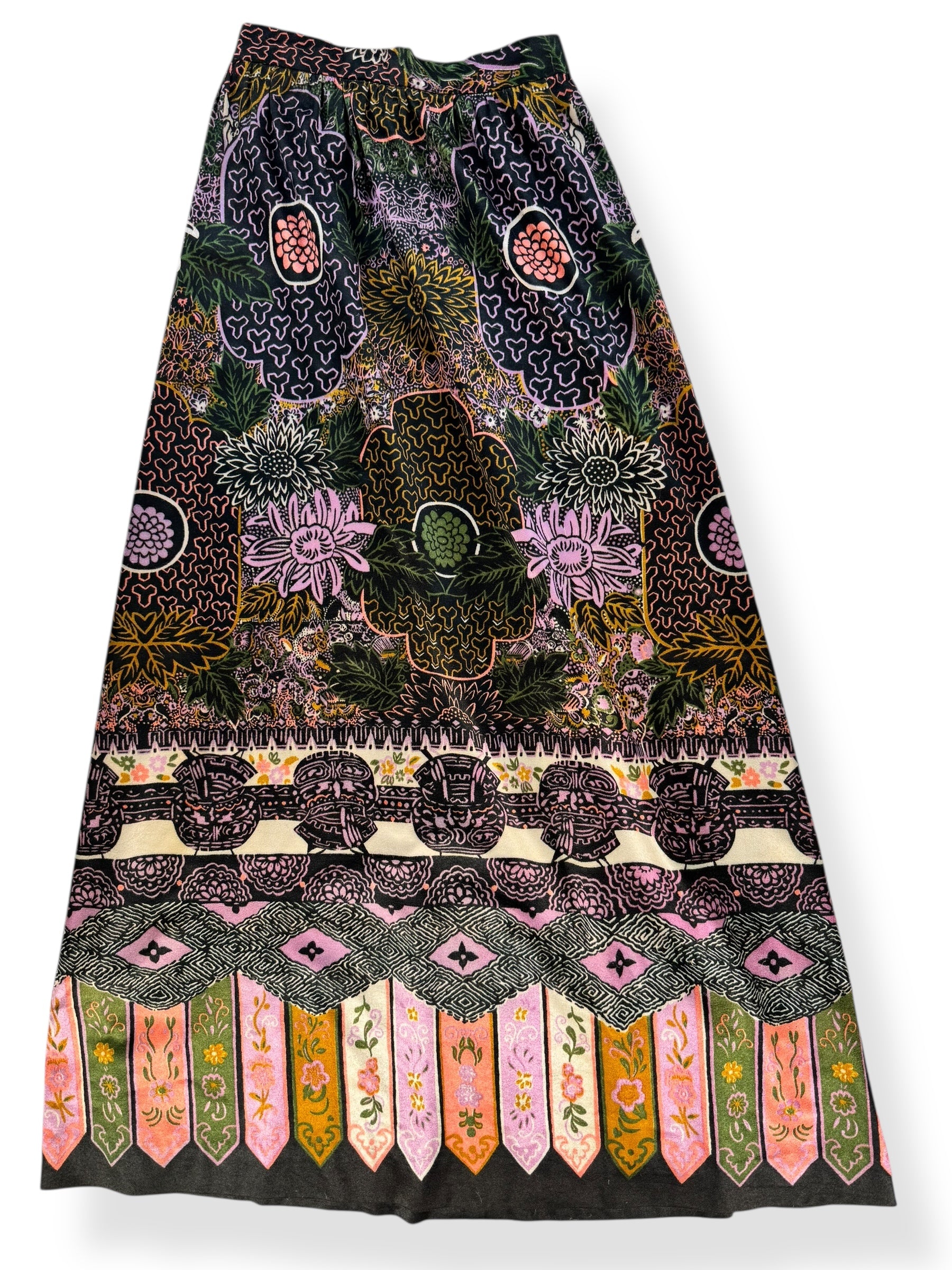 Front 1960s Patterned Maxi Skirt S