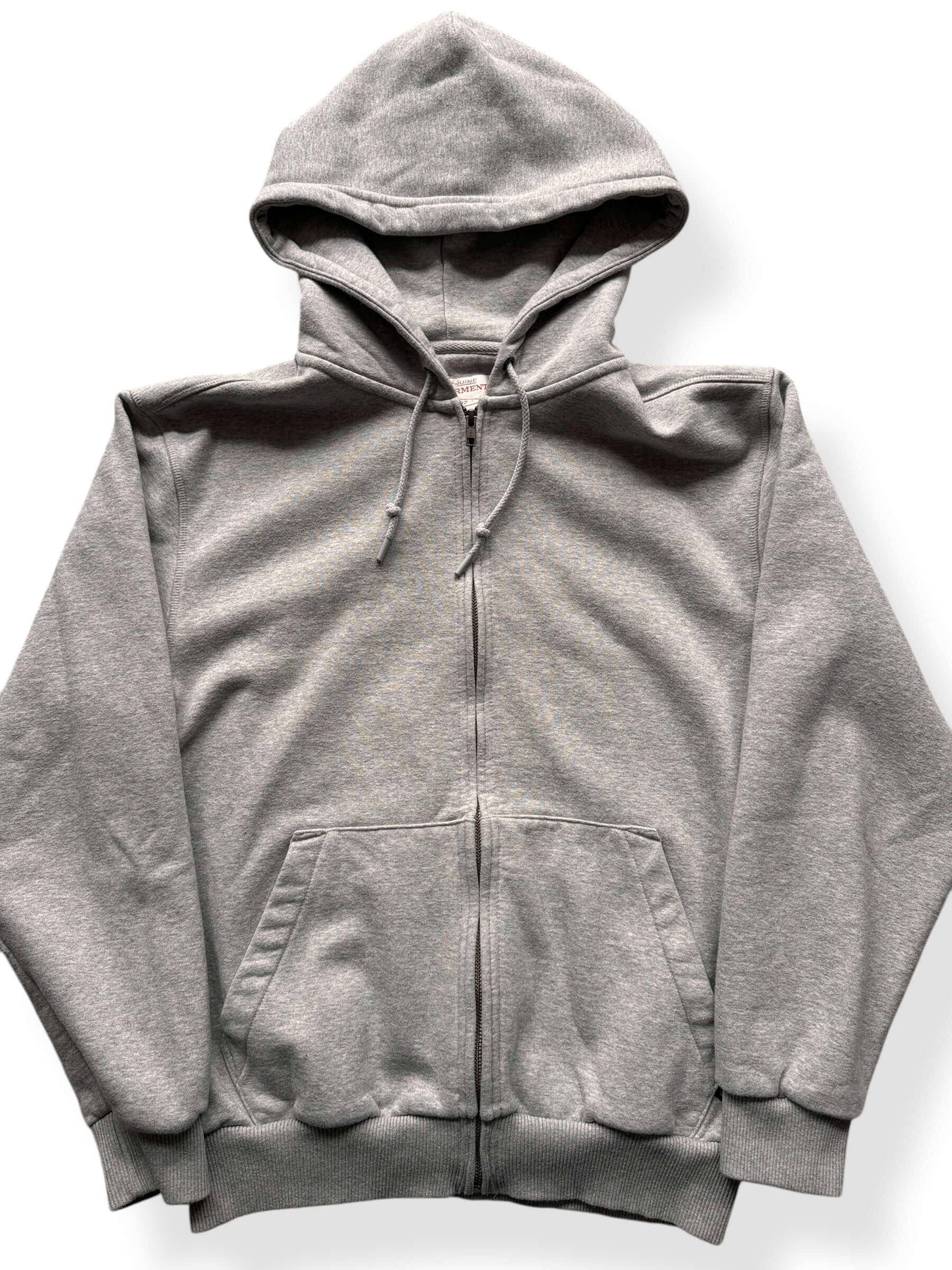 Front Close Up of Filson Heather Grey Prospector Zip Up Hoodie SZ S