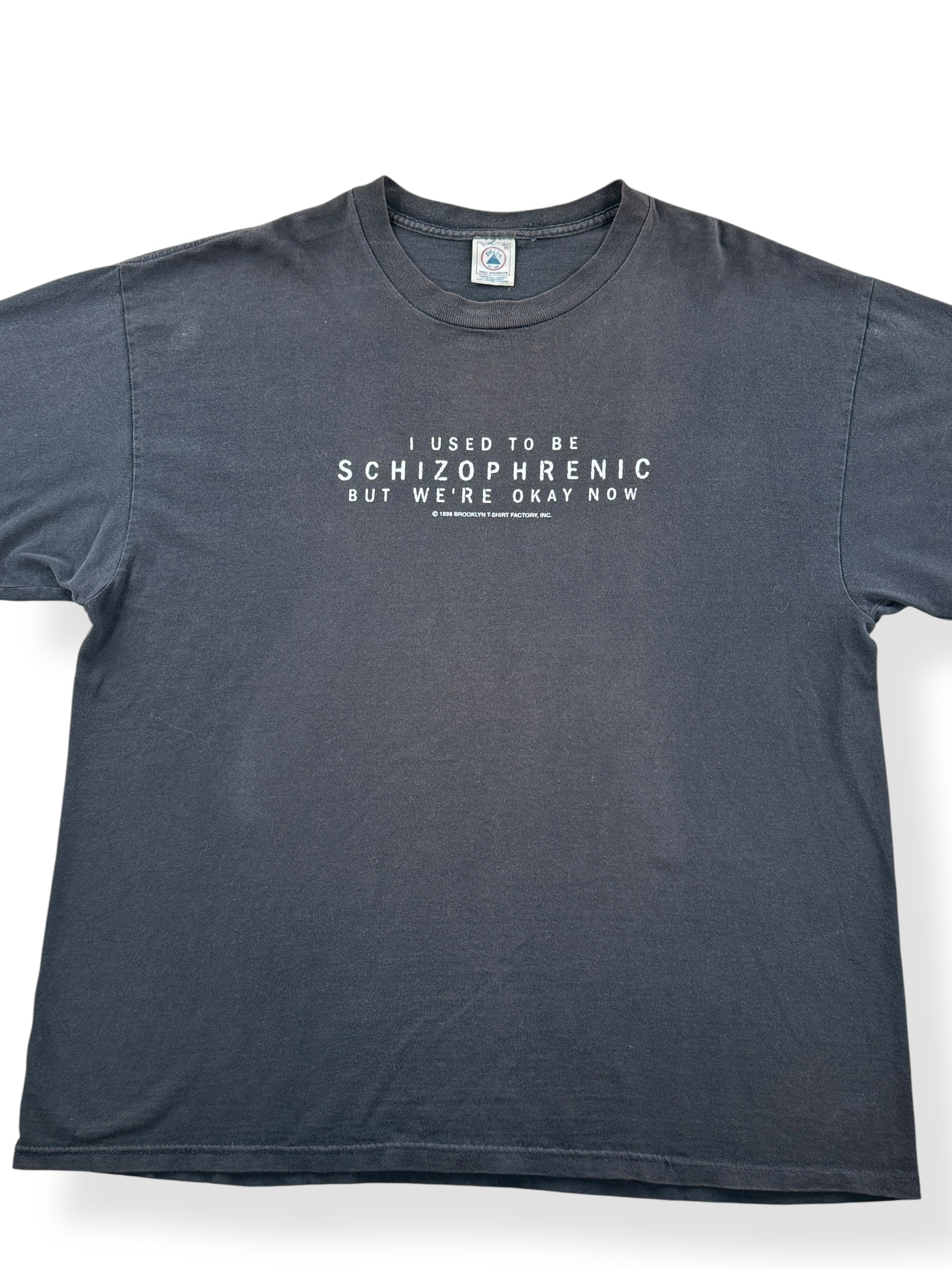 Front Close Up of Vintage Schizophrenia Tee SZ XL