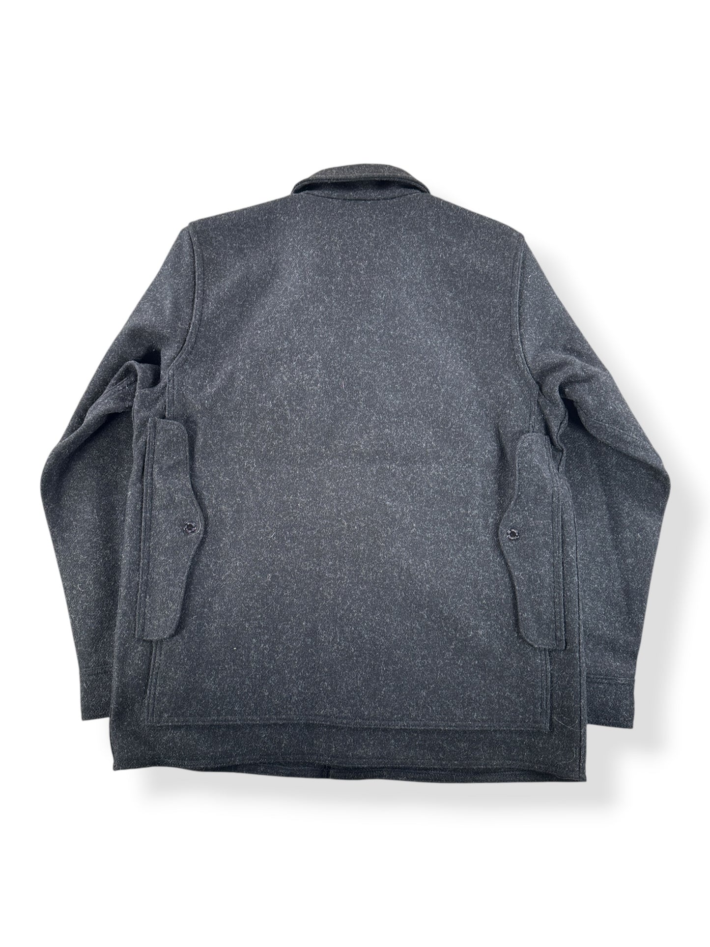 Back of Filson Charcoal Mackinaw Wool Cruiser SZ M