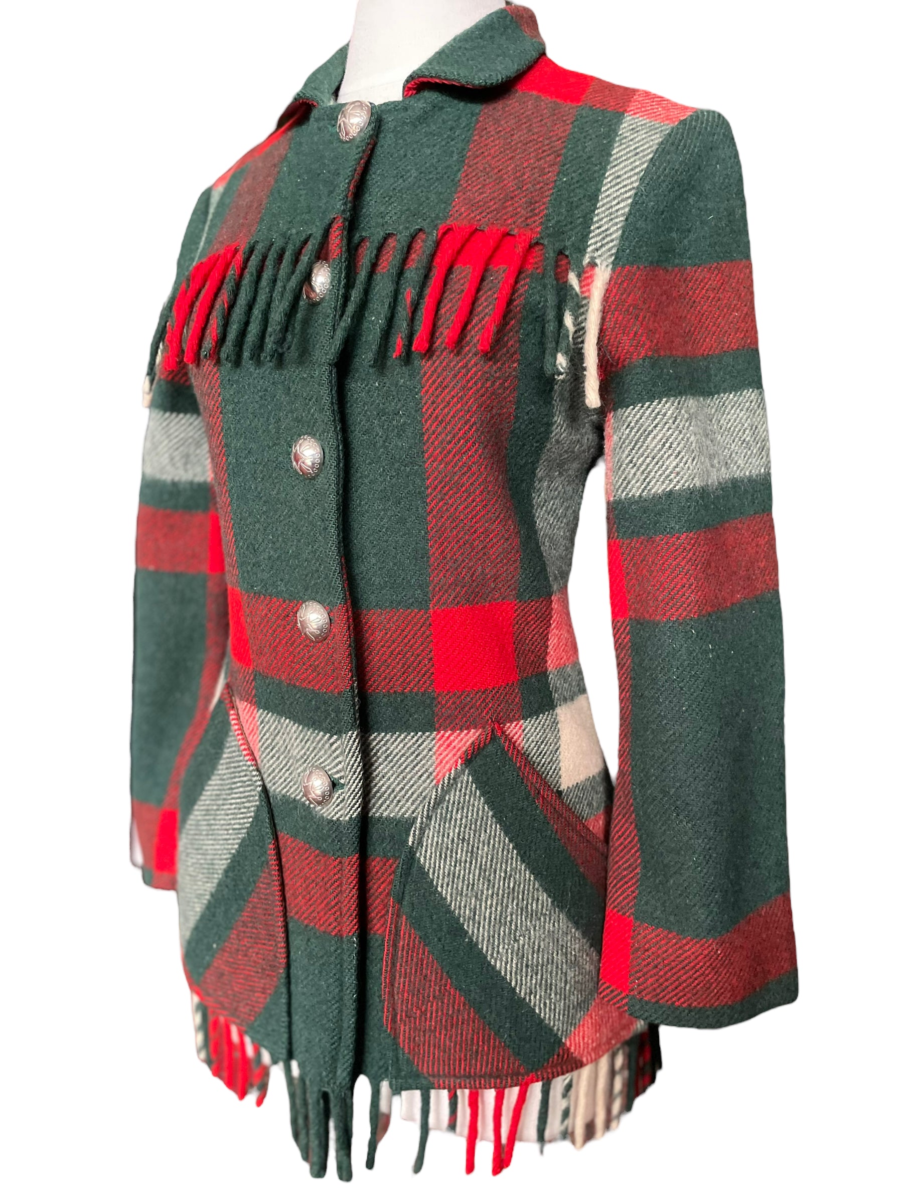 Front left side view of Vintage 1940s Dall Smith Wool Blanket Coat SZ XS | Seattle True Vintage | Barn Owl Vintage Coats