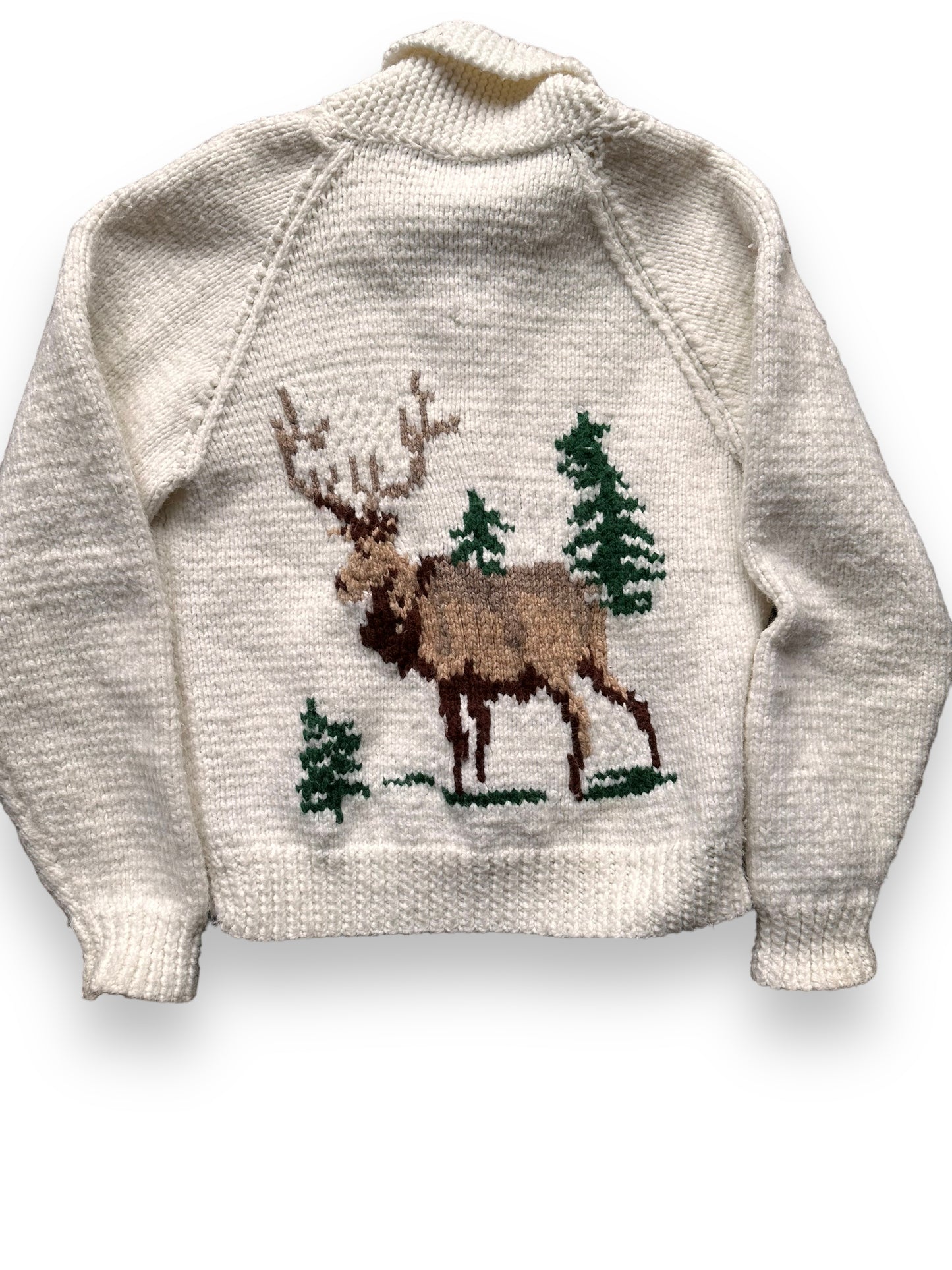 Rear Detail on Vintage Deer Wool Cowichan Style Sweater SZ M | Vintage Cowichan Sweaters Seattle | Barn Owl Vintage Seattle