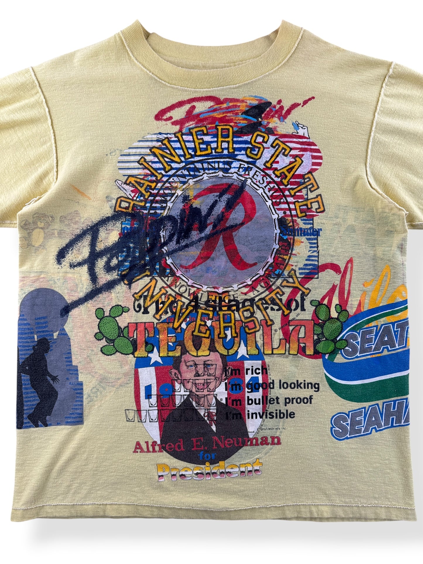 Graphic on inside of Vintage 1990s Washington Test Print Tee SZ M