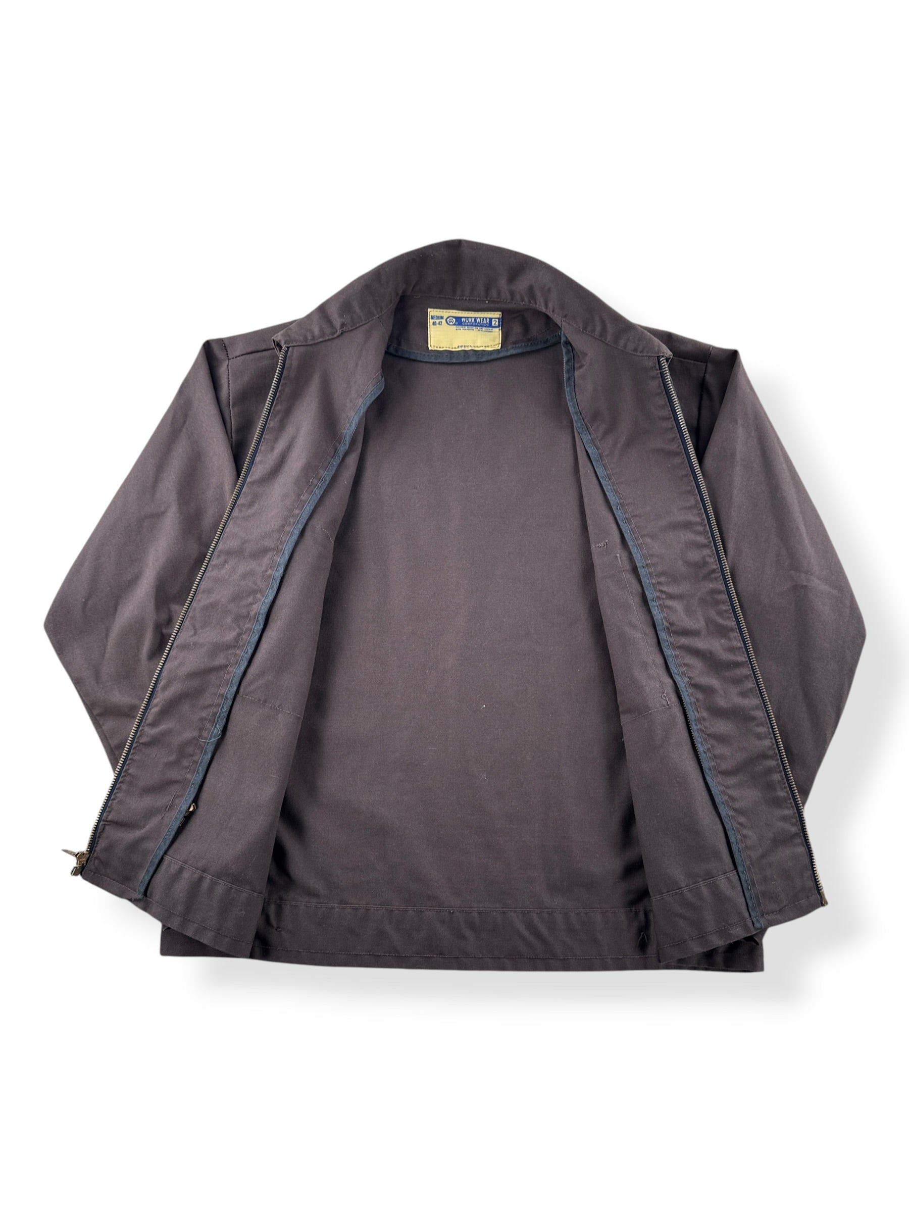 Inside of Vintage Brown 2 Pocket Gas Station Jacket SZ M