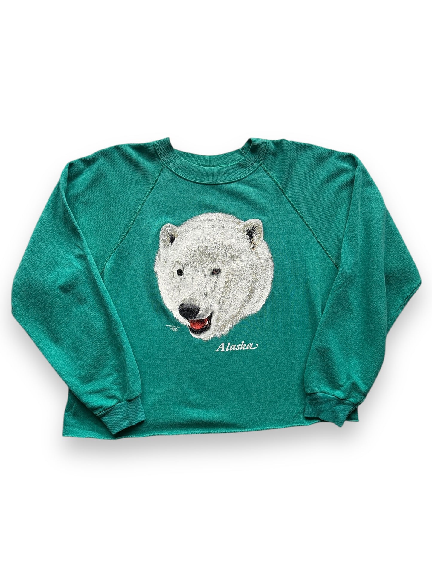 front of Vintage Alaska Polar Bear Cropped Crewneck SZ L