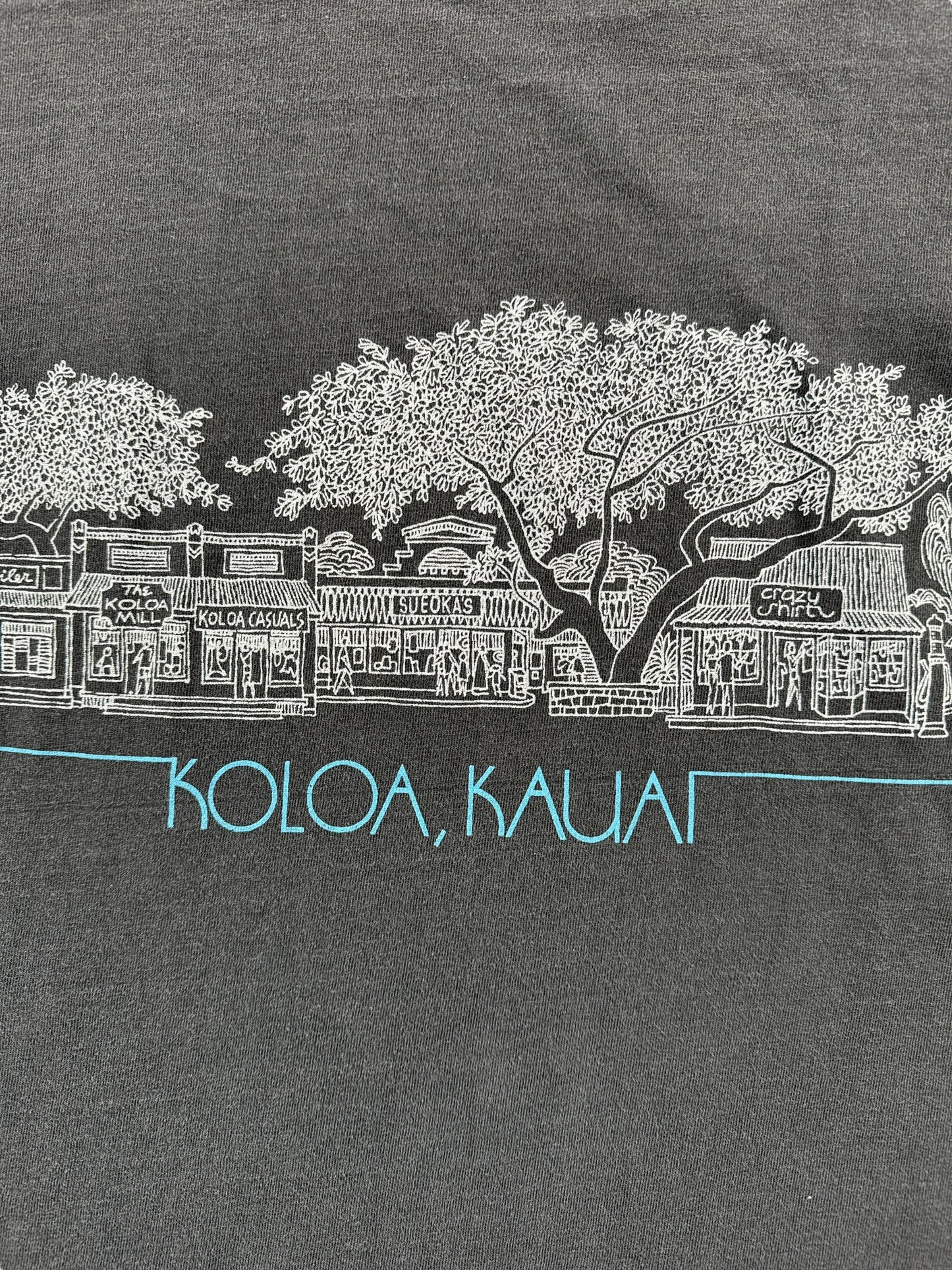 Front Close Up of Vintage Koloa Kauai Hawaii Tee SZ M