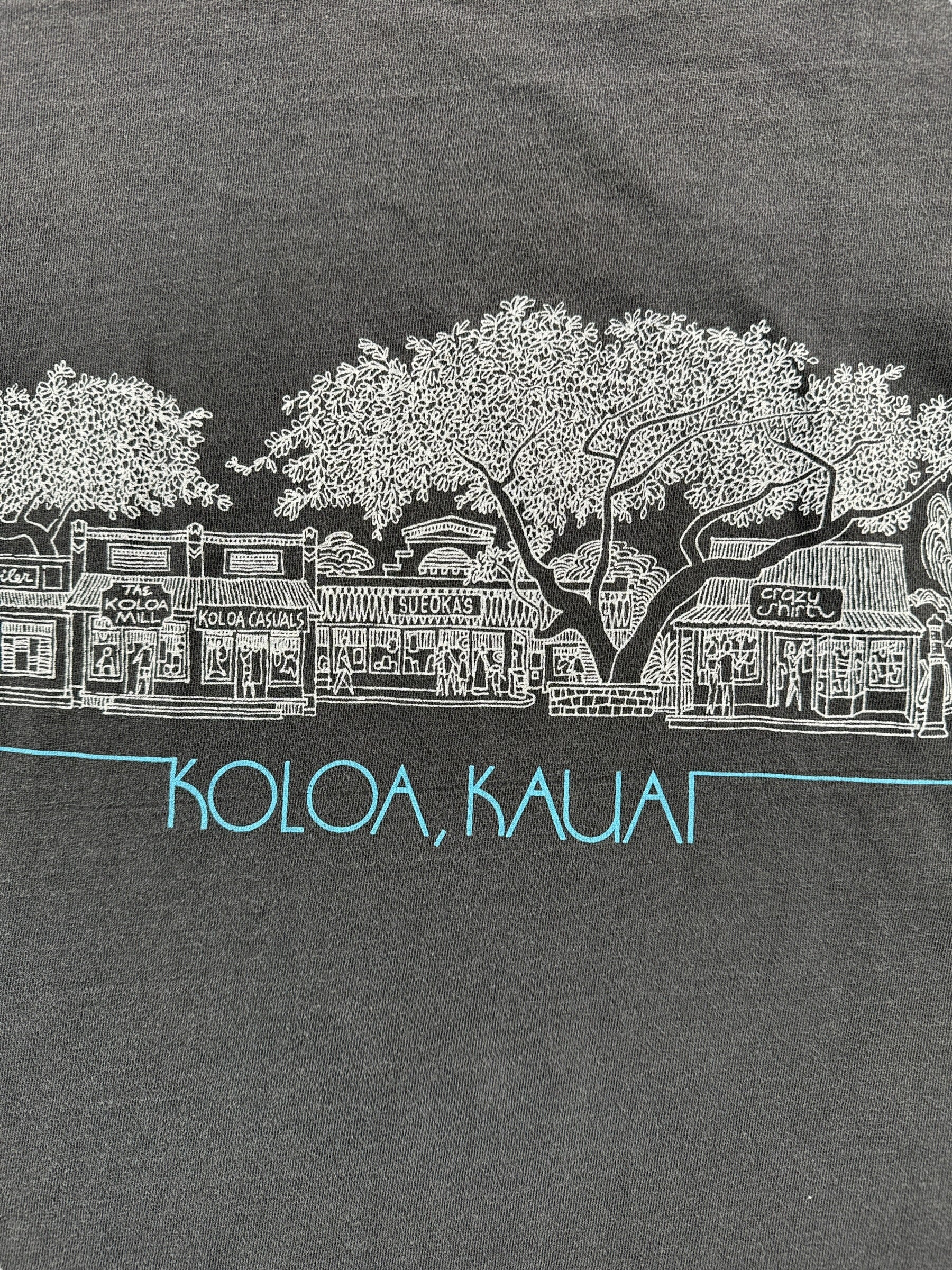 Front Close Up of Vintage Koloa Kauai Hawaii Tee SZ M