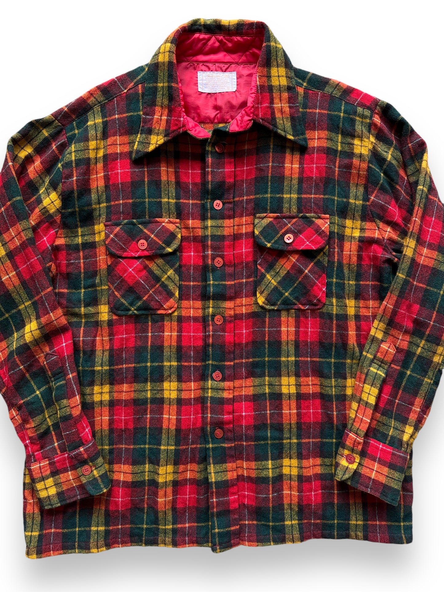 front close up of Vintage Anderson Little Wool Blend Flannel SZ XL