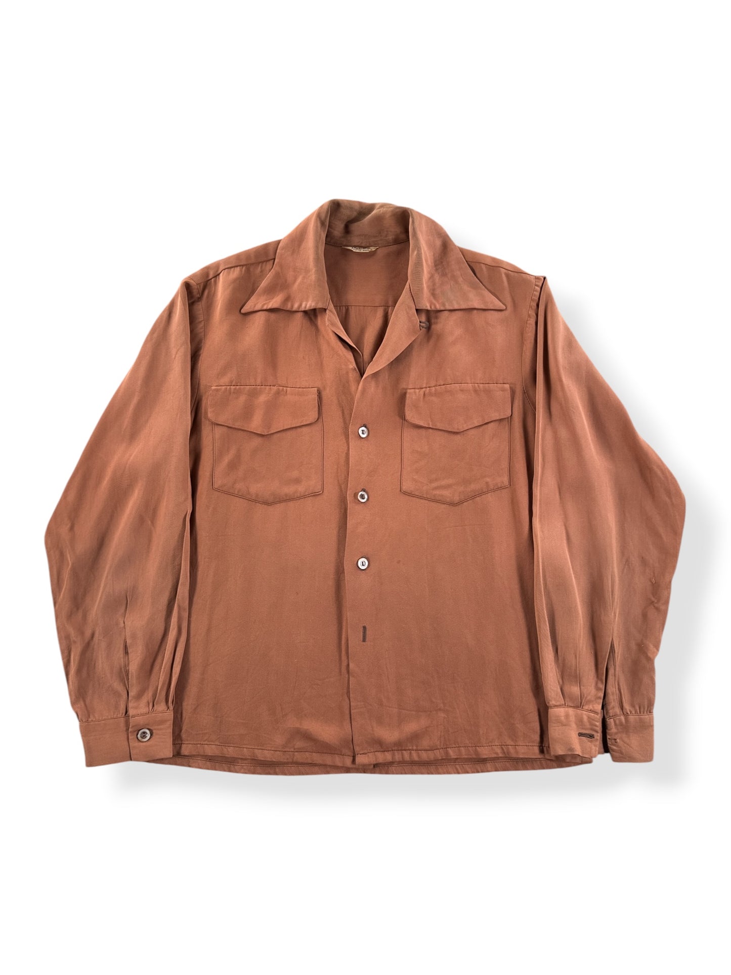Front of Vintage Doreme of Seattle Rayon Loop Collar Shirt SZ M