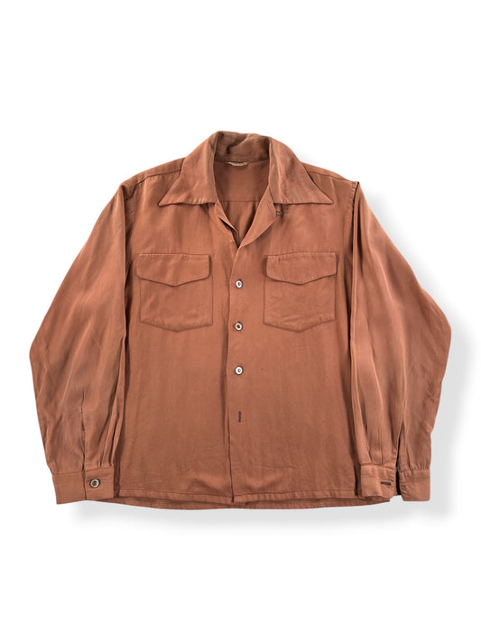 Front of Vintage Doreme of Seattle Rayon Loop Collar Shirt SZ M