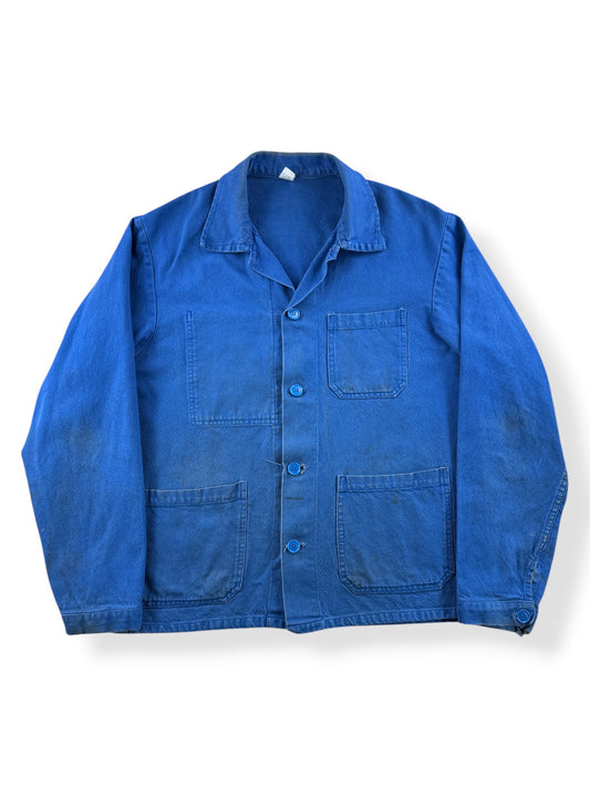 Front of Vintage Cobalt Blue French Chore Coat SZ M