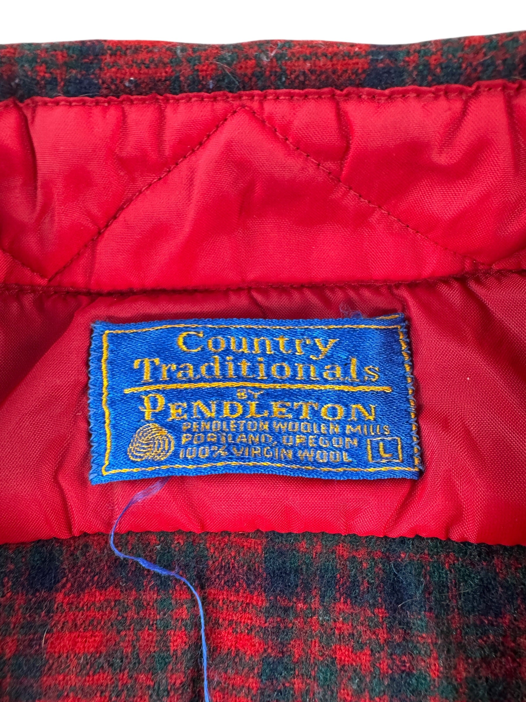 Label on Vintage Country Traditionals Pendleton Flannel SZ L
