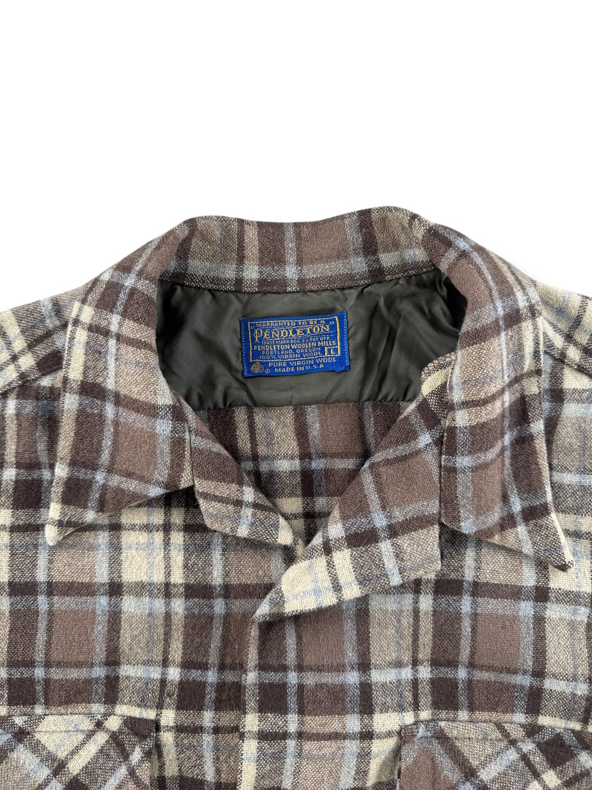 Collar on Vintage Pendleton Brown Board Shirt SZ L