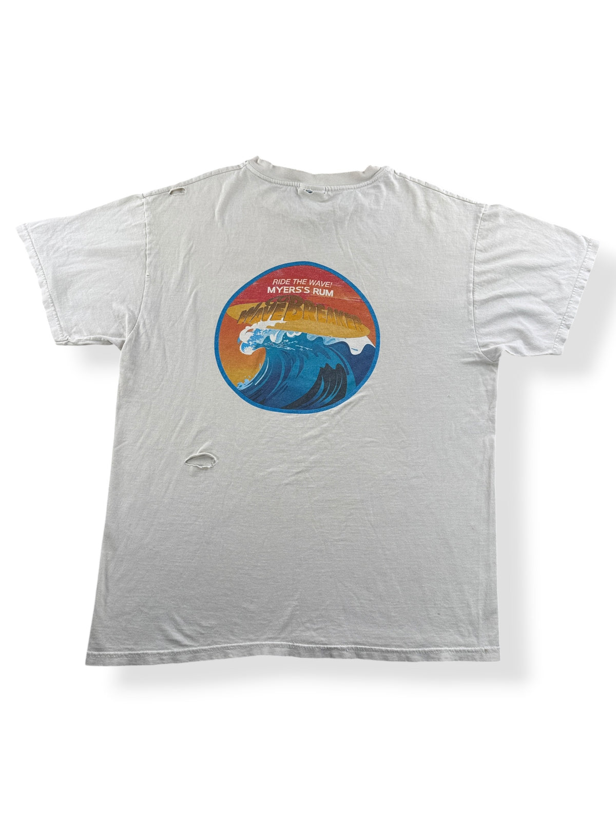 Back of Vintage Distressed Myer's Rum Tee SZ L