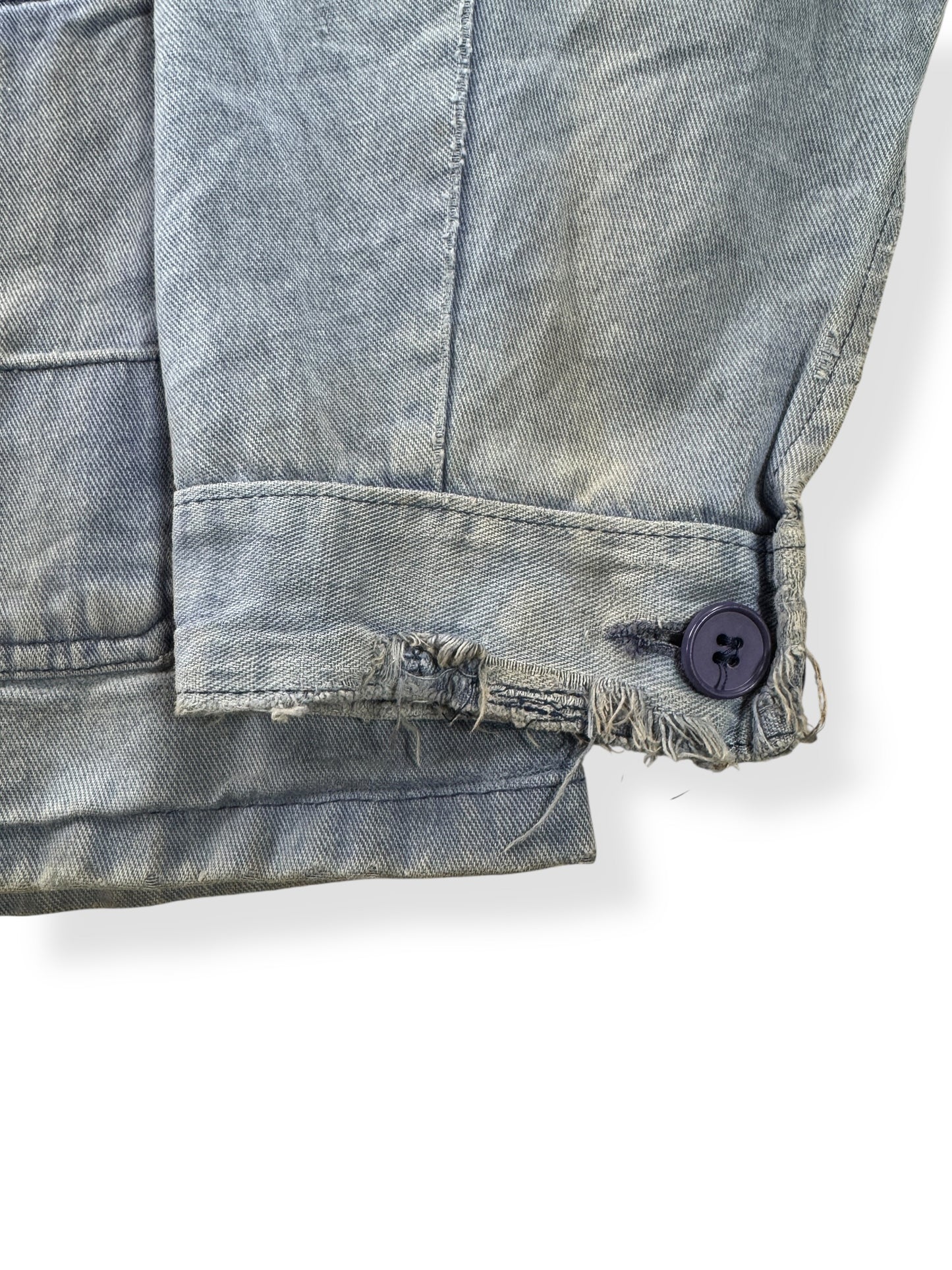 Cuff on Vintage Distressed KLM French Chore Coat SZ XL