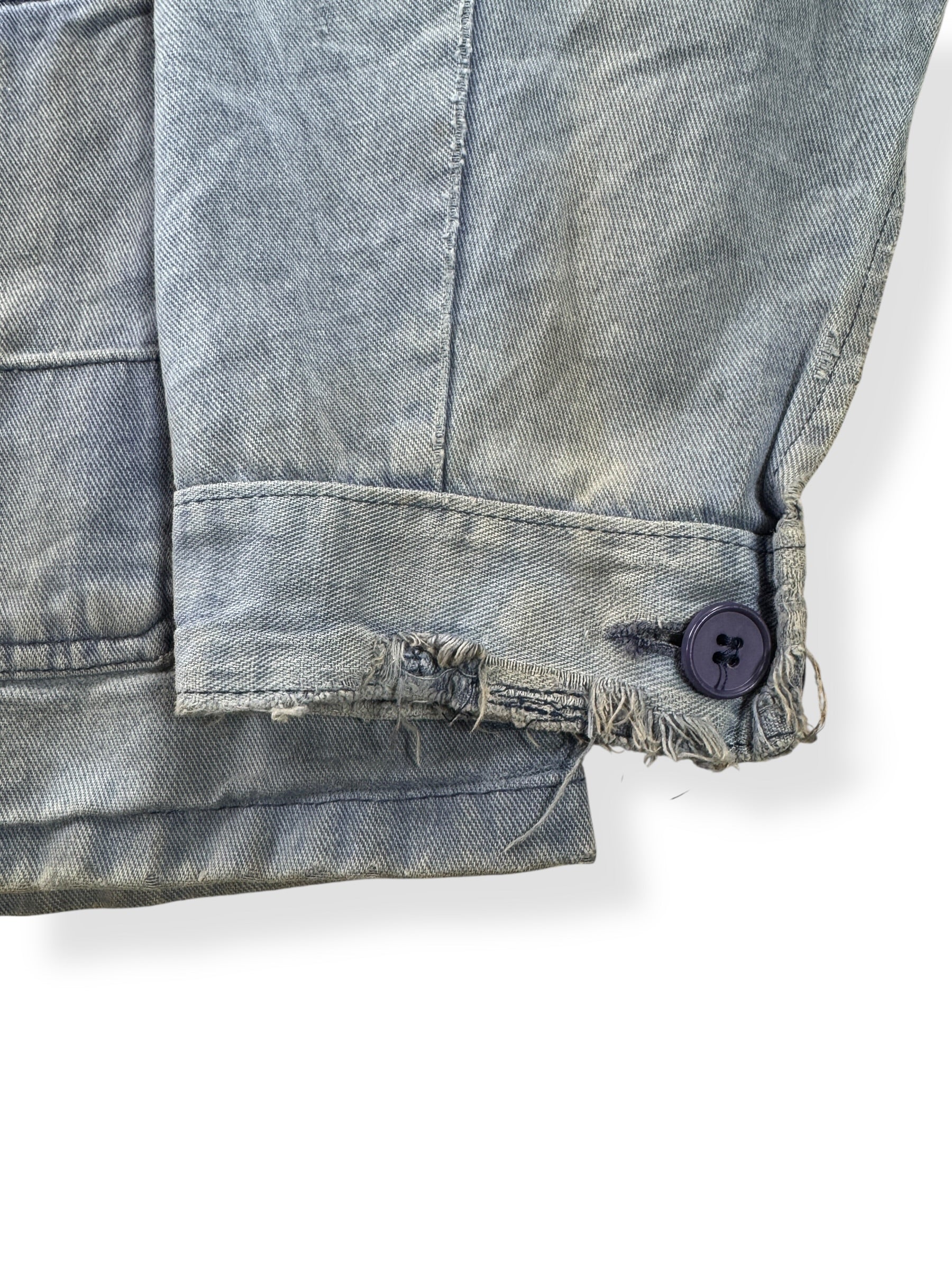 Cuff on Vintage Distressed KLM French Chore Coat SZ XL