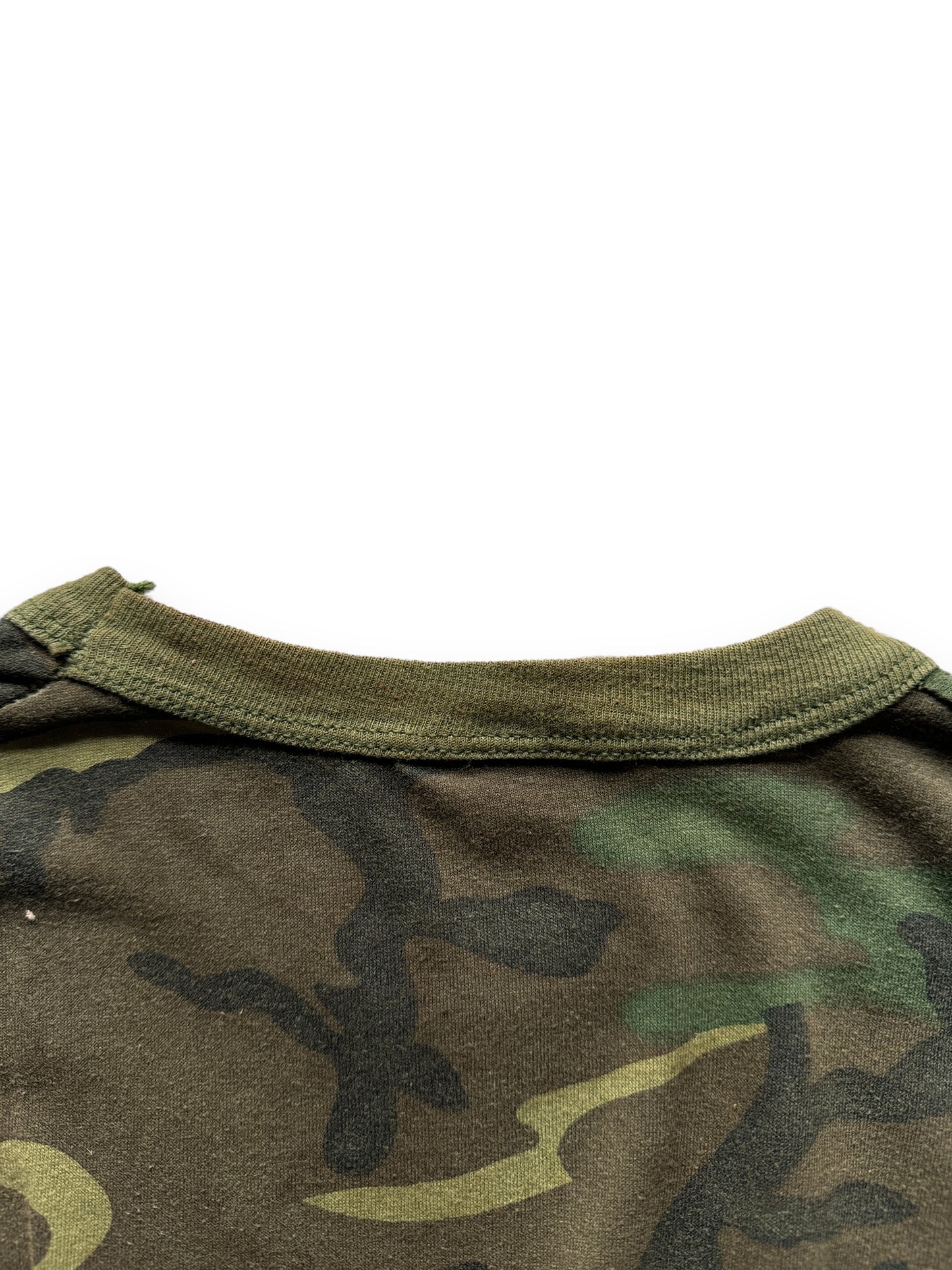 stain on neck of Vintage Camo Tee SZ L