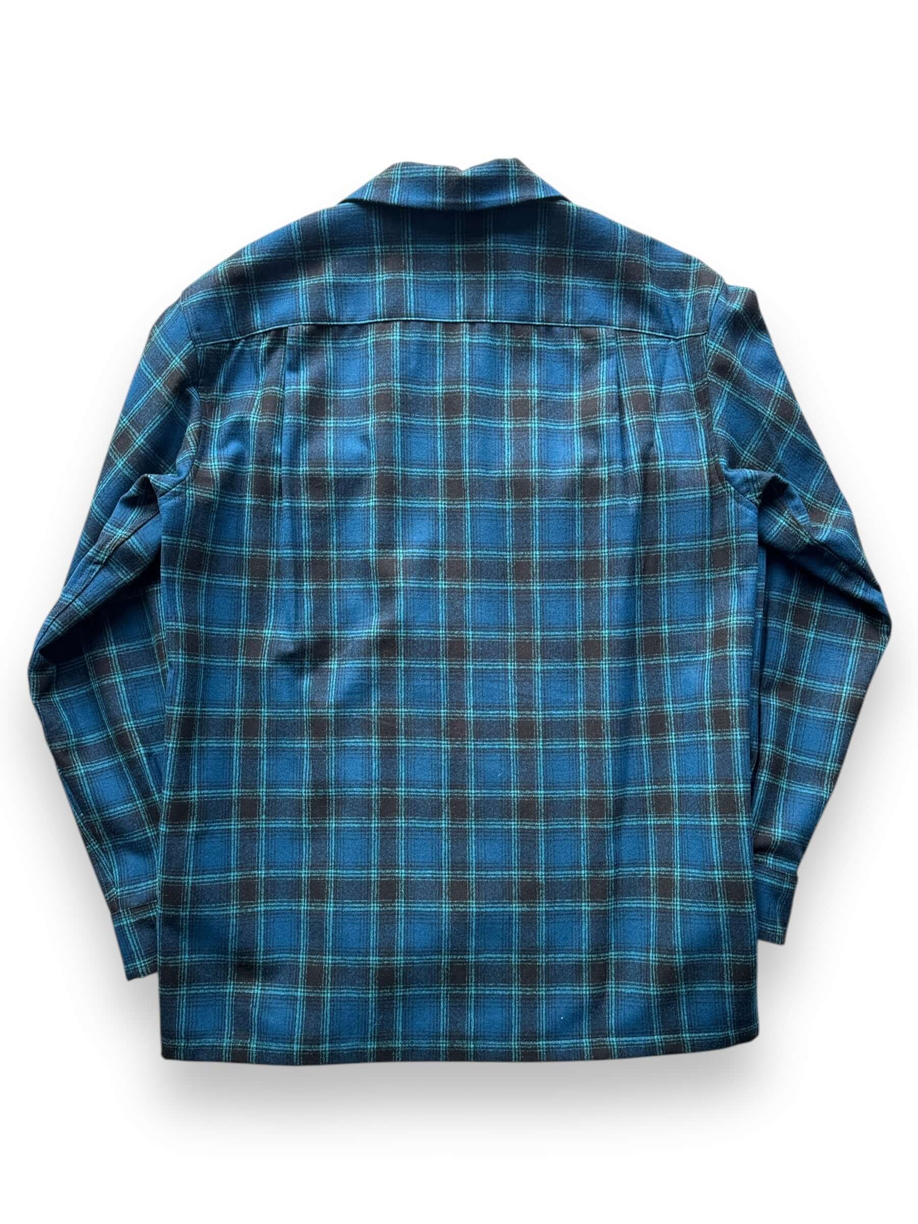 Back of Pendleton Blue Plaid Board Shirt SZ M