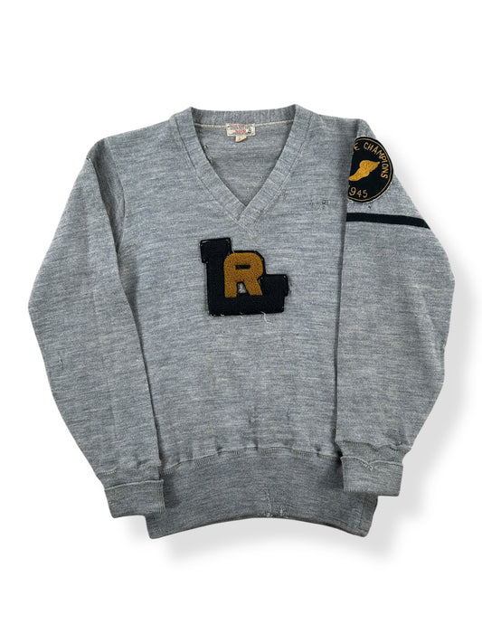 Front of Vintage 40s Era L.R. Varsity V Neck Sweater SZ XS