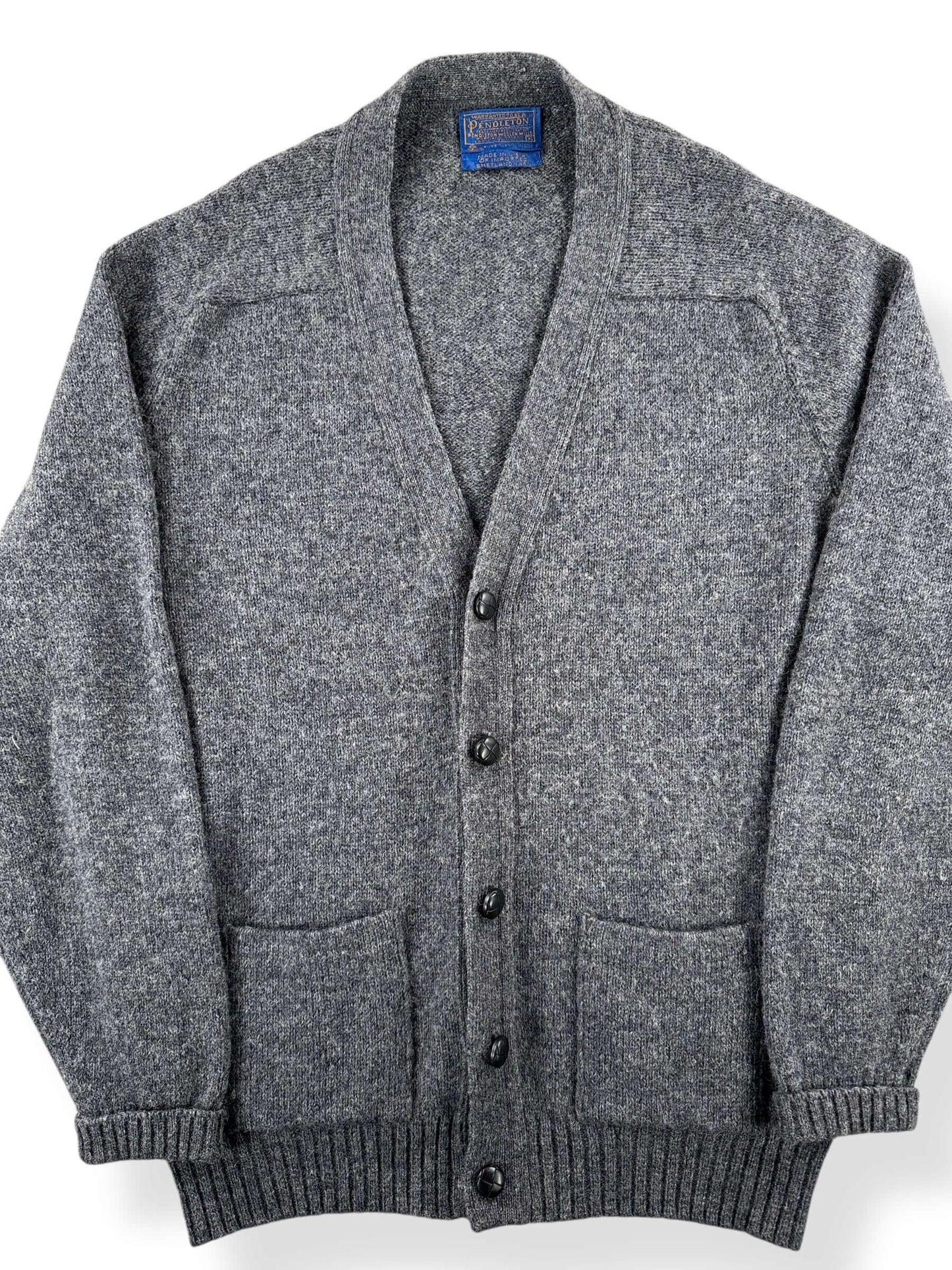 Front Close Up of Vintage Grey Pendleton Cardigan Sweater SZ XL