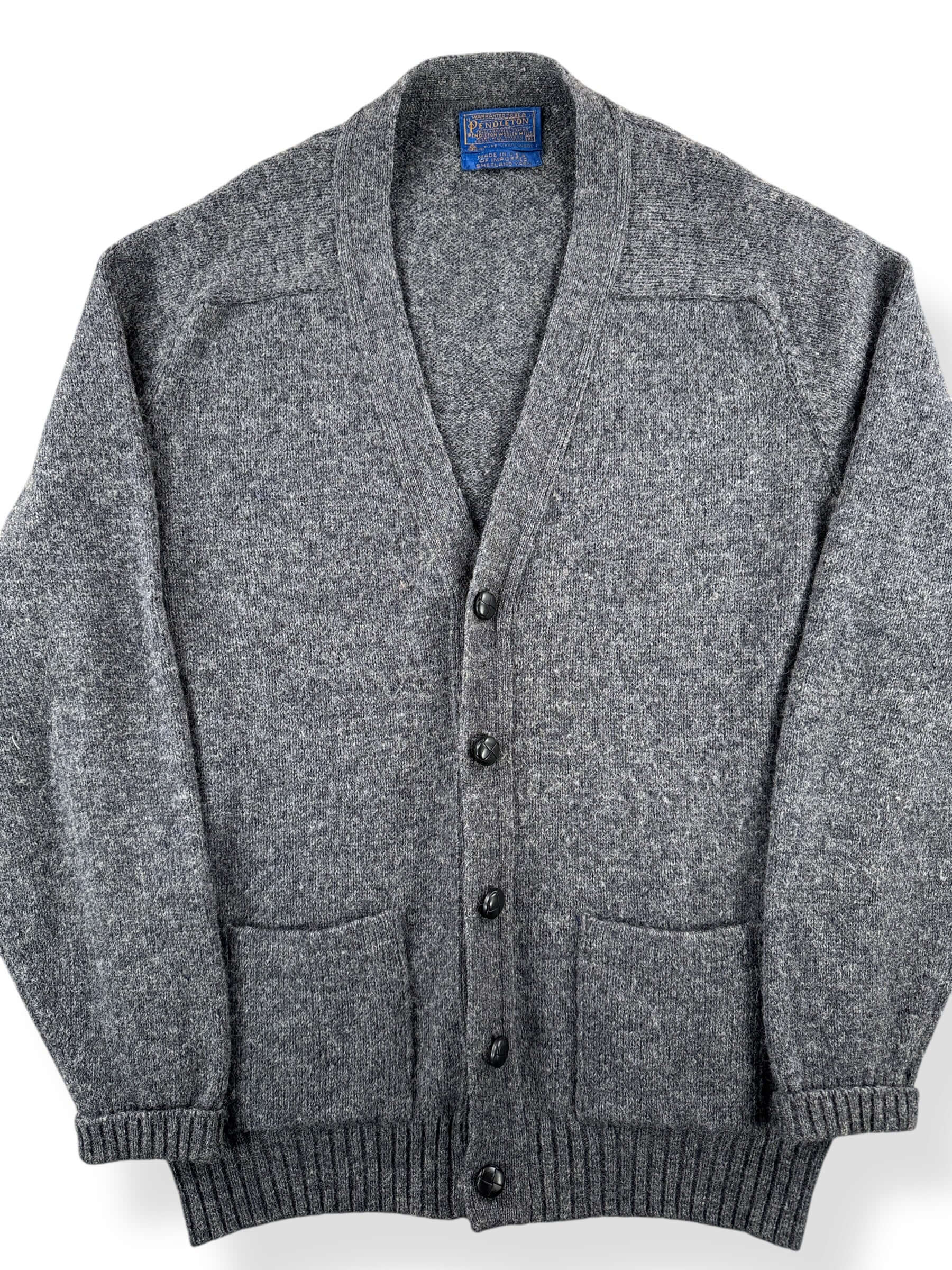 Front Close Up of Vintage Grey Pendleton Cardigan Sweater SZ XL