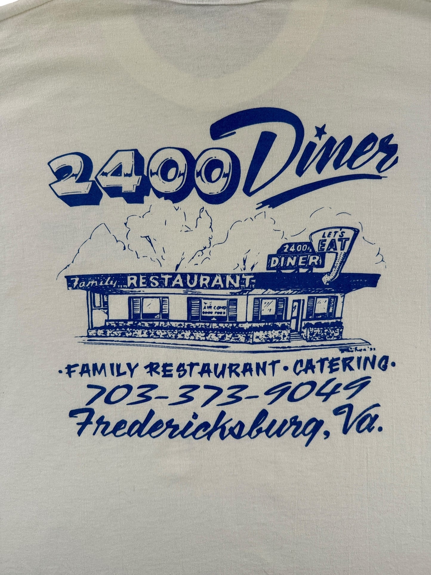 Back Graphic of Vintage 2400 Diner Fredericksburg VA Tee SZ XL