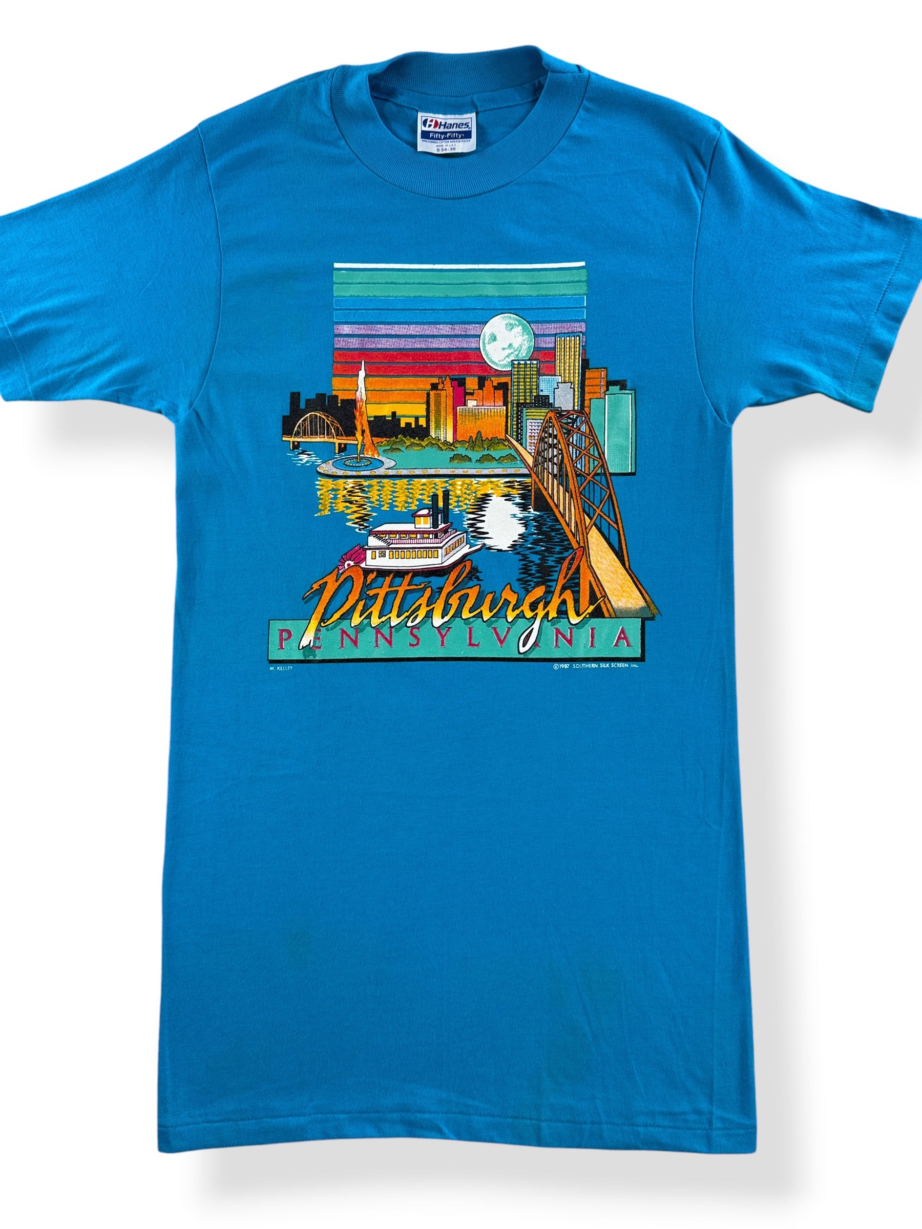 Front Close Up of Vintage Pittsburgh PA Tee SZ S (Fits XS)