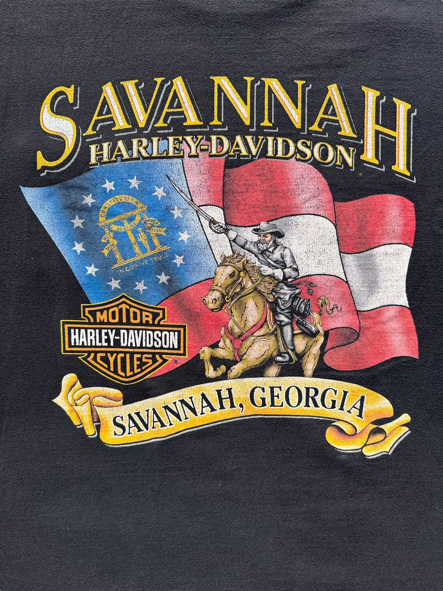 Back Graphic on Savannah Harley Davidson Pocket Tee SZ L